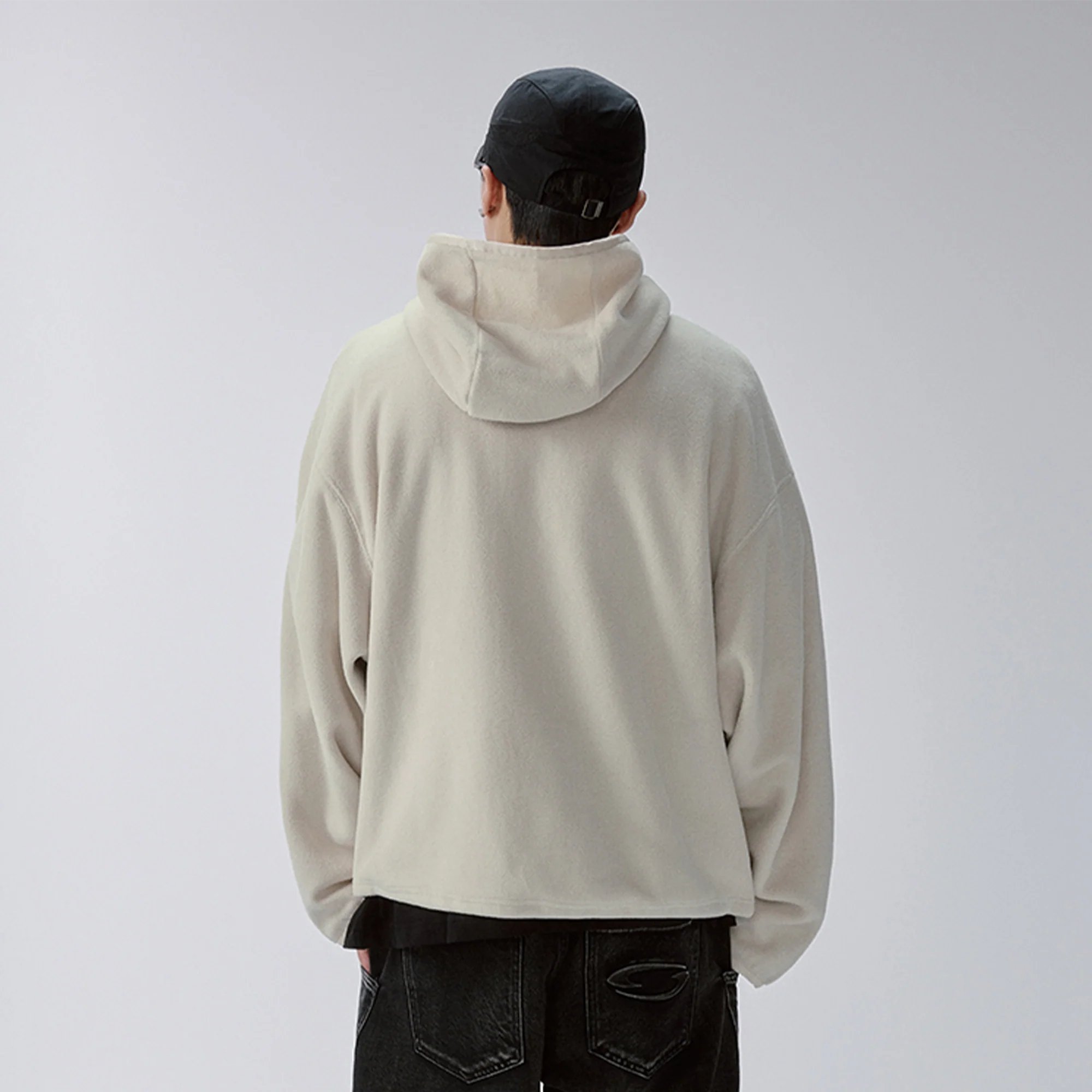 F2CE Embroidered LOGO Patch Half-Zip Fleece Hoodie