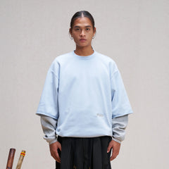UNLIMITED MOTE Waffle Sleeve Layered Drawstring Hem Sweatshirt