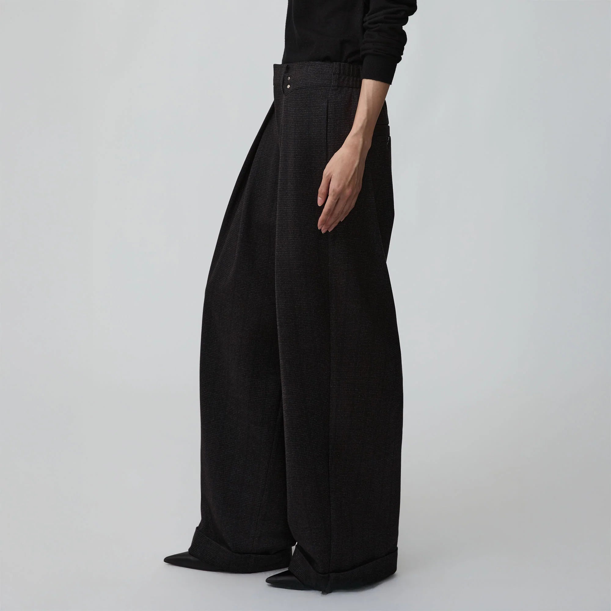 OPICLOTH Double-Pleated Mini-Check Trousers