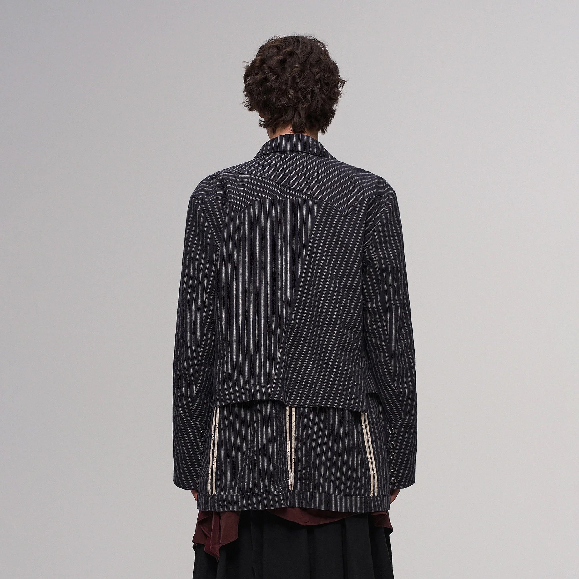 ILNya Nieternite Nifutur Deconstructed Stripe Panel Layered Jacket