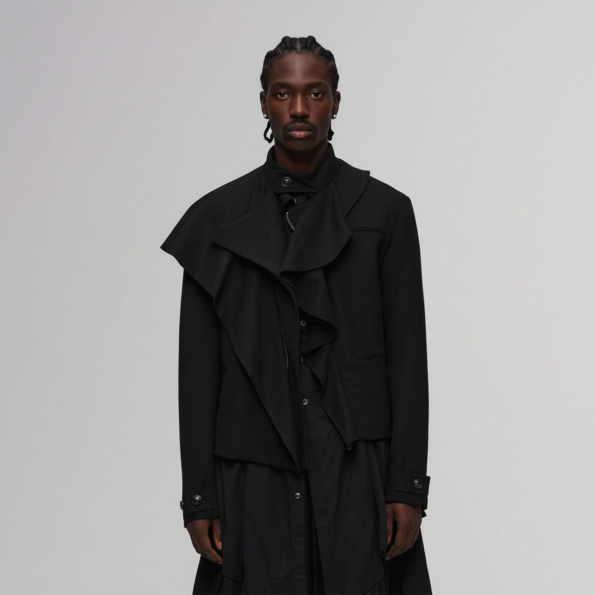 ILNya Nieternite Nifutur Layered Ruffle Wool-Blend Scarf-Wrap Coat