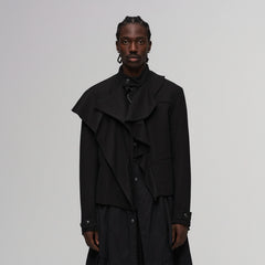 ILNya Nieternite Nifutur Layered Ruffle Wool-Blend Scarf-Wrap Coat