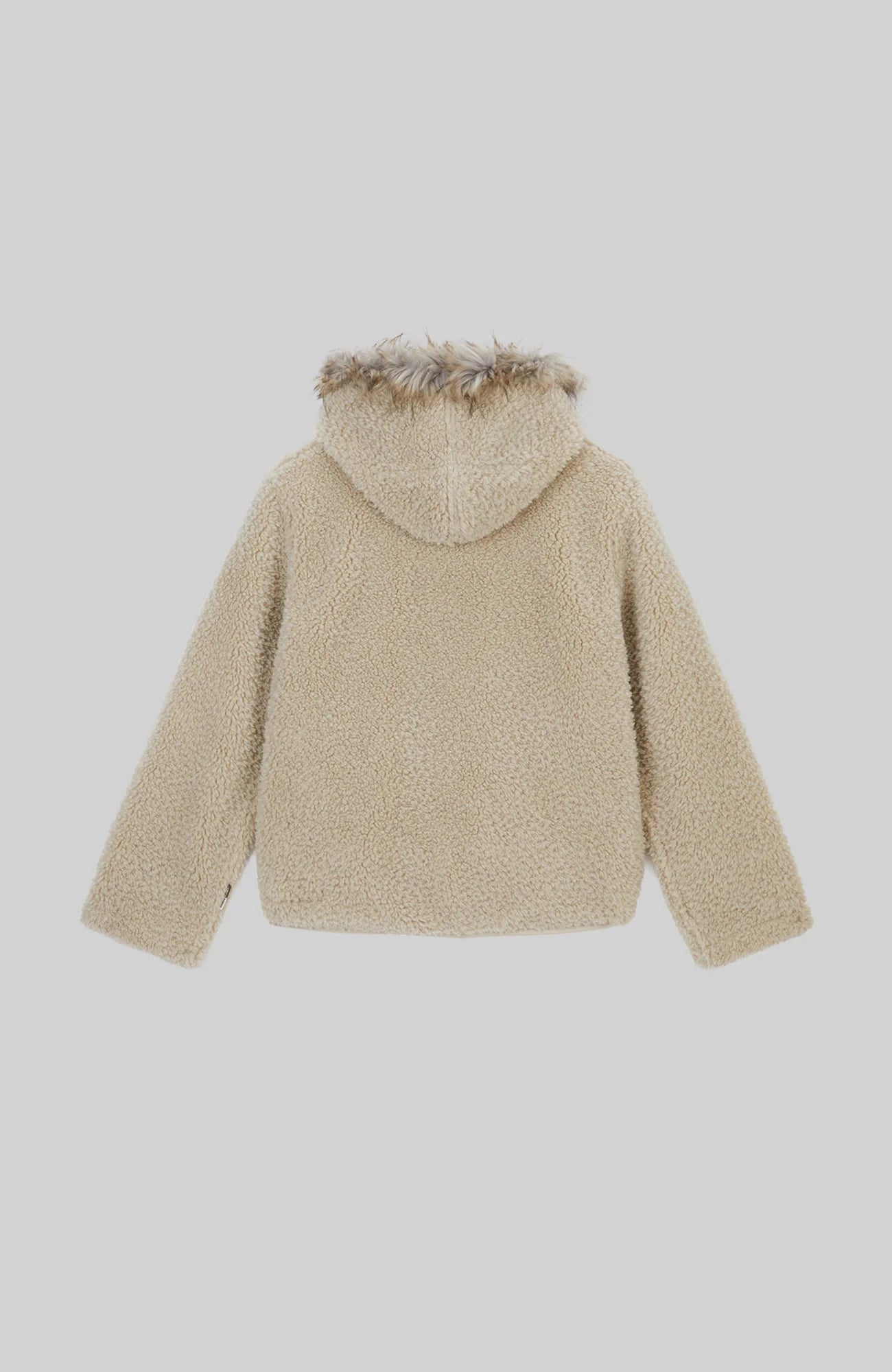 URBAN+FOREST Faux Fur Trim Sherpa Wool-Blend Hooded Jacket