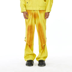 VANN VALRENCE Dye-Washed Convertible Wide-Leg Pants