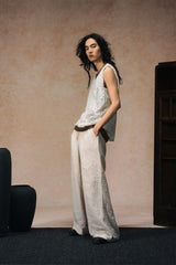 GONGHE REPUB Patchwork Hollow Out Knit Vest