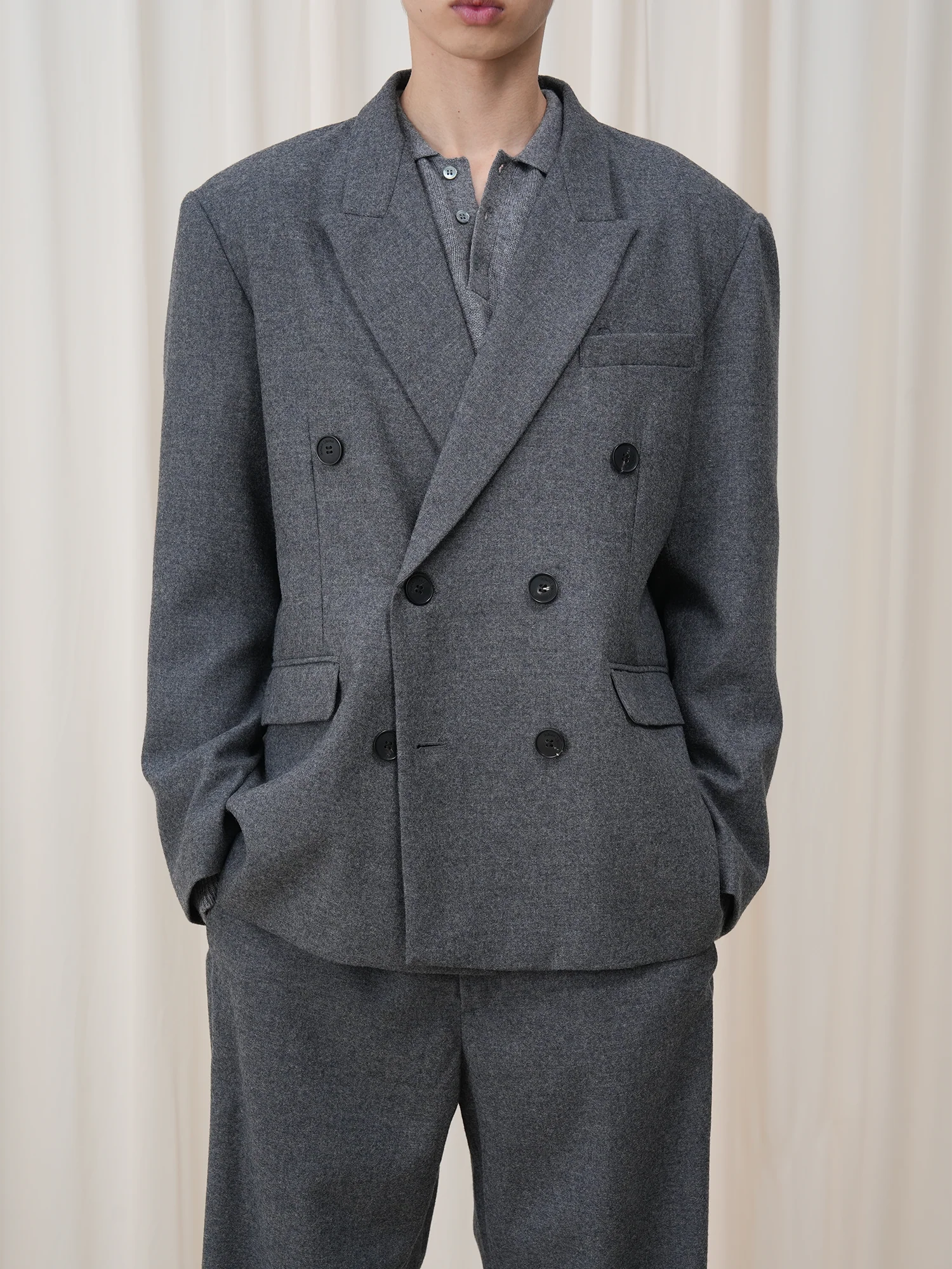 OUYANG WENJUN Double-Breasted Wool-Blend Blazer