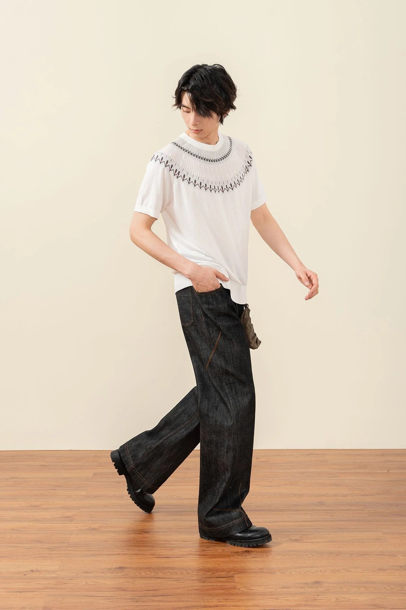 MOITIEDEPETALE Fair Isle Jacquard Tee