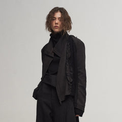 ILNya Nieternite Nifutur Asymmetrical Frayed Seam Ruffle Jacket