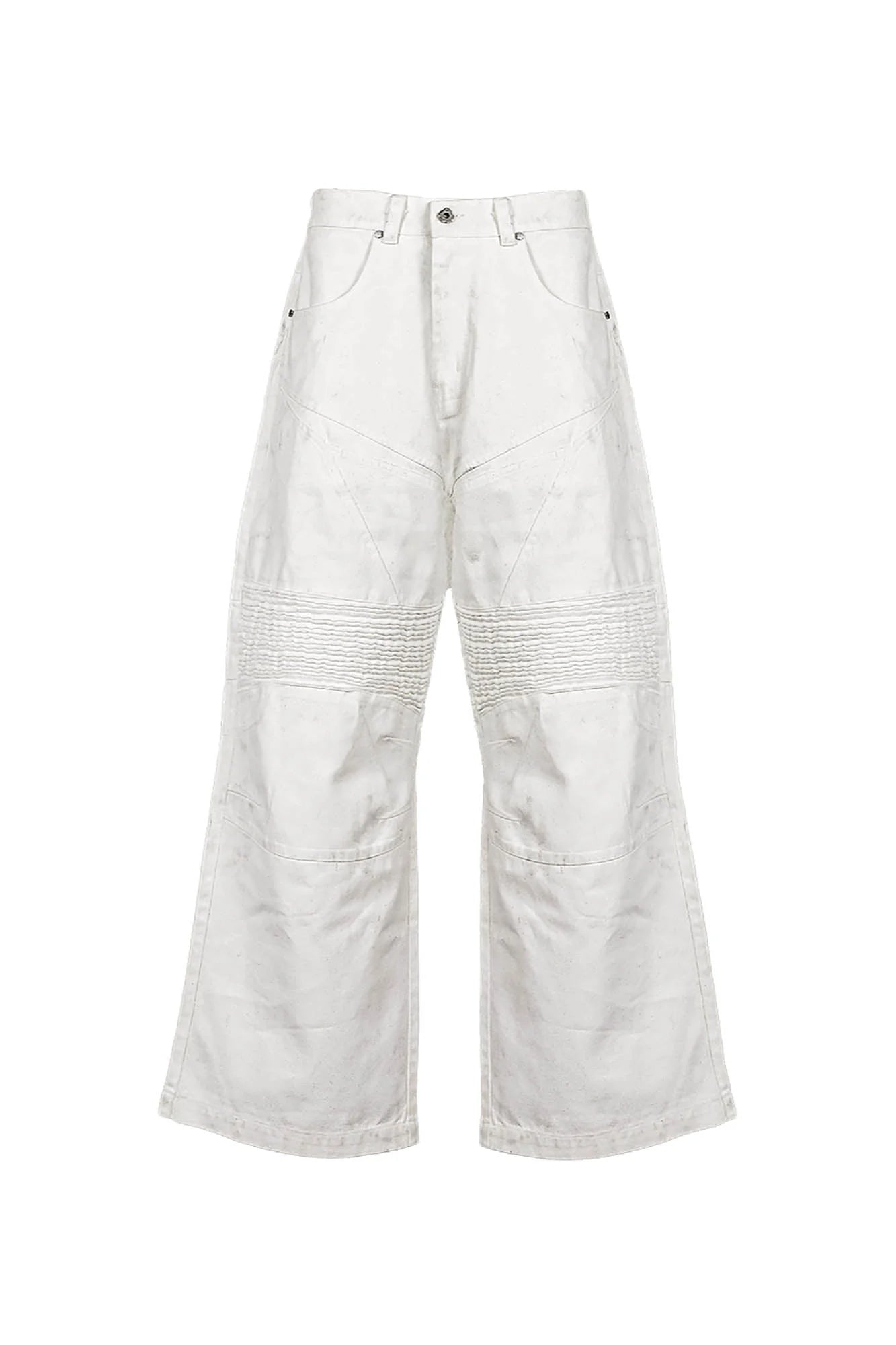 UNDERWATER Infernal Gaze Crinkled Waxed Wide-Leg Pants White