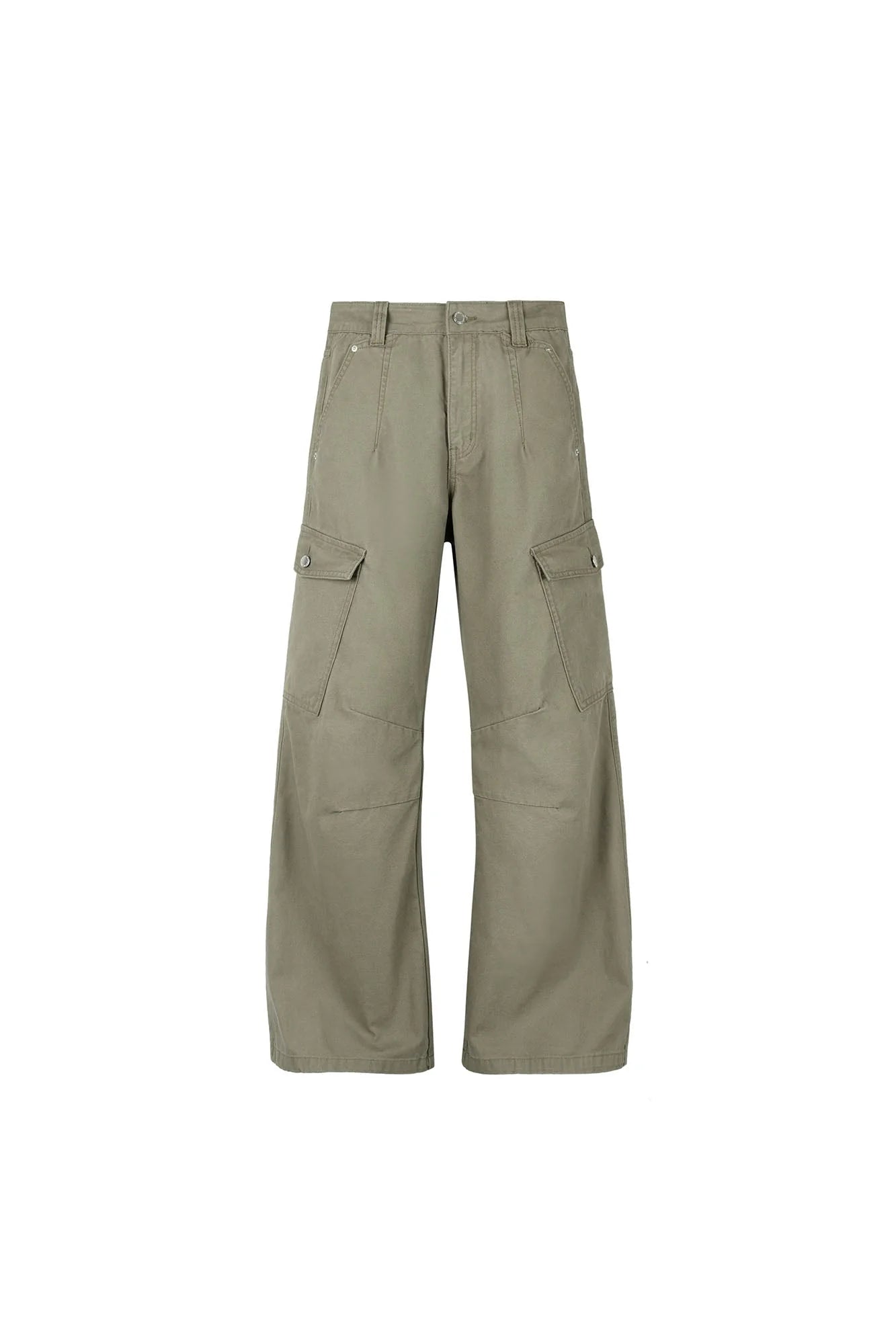 OKAYTHXBYE Washed Button Flap-Pocket Cargo Pants