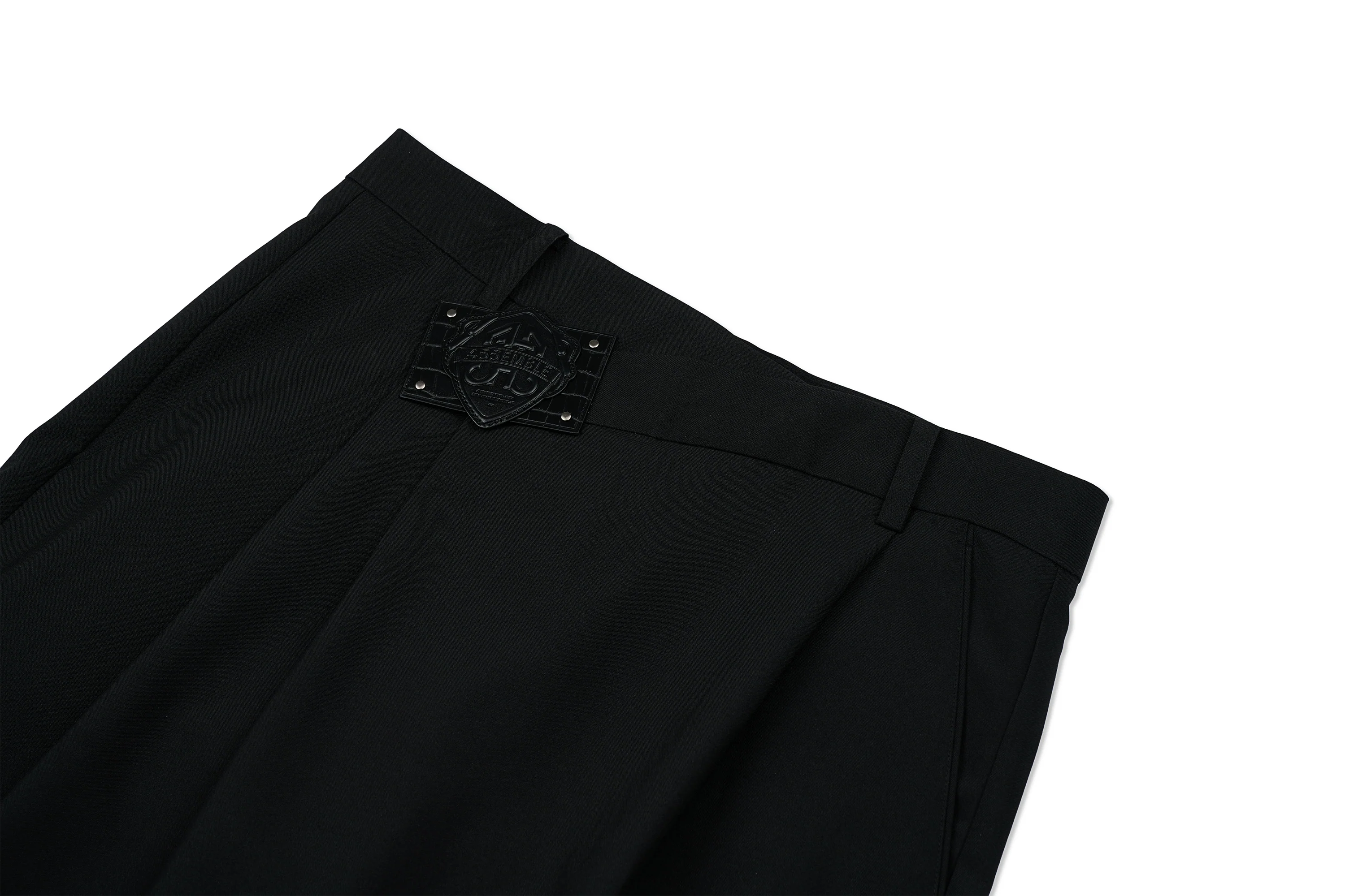 455EMBLE Asymmetric Waist Patch Wide-Leg Trousers