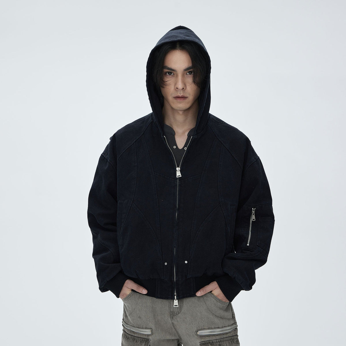 CATSSTAC Deconstructed Paneled Washed Hooded Jacket