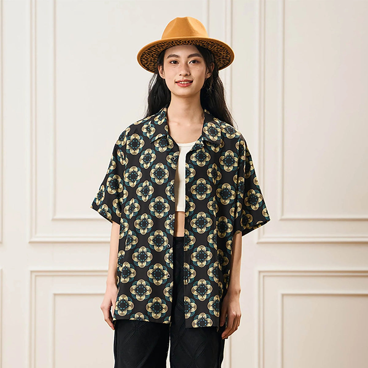EPIC POETRY Geometric Floral Cuban Shirt