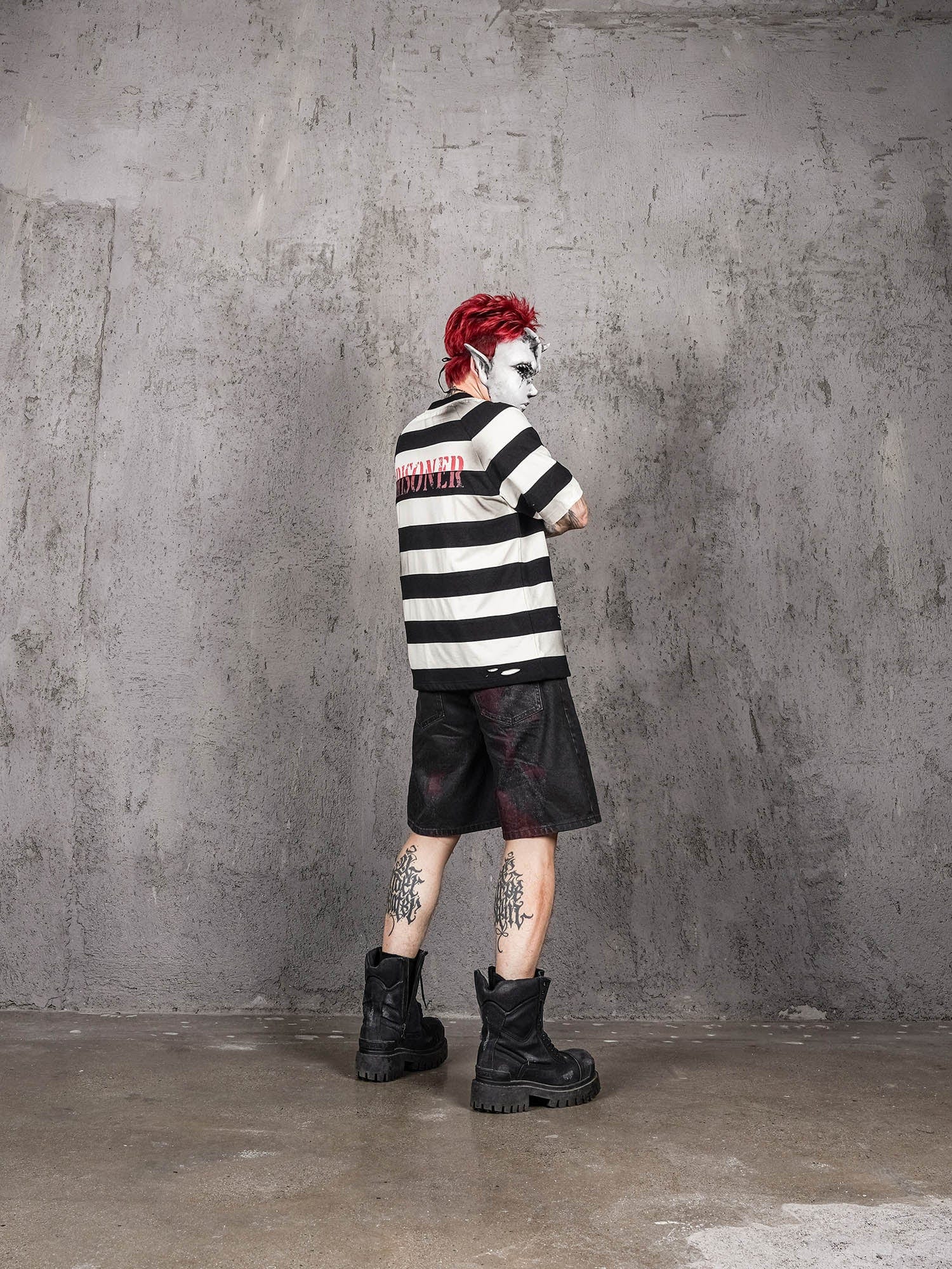 UNDERWATER The Jailbird Distressed Striped T-Shirt