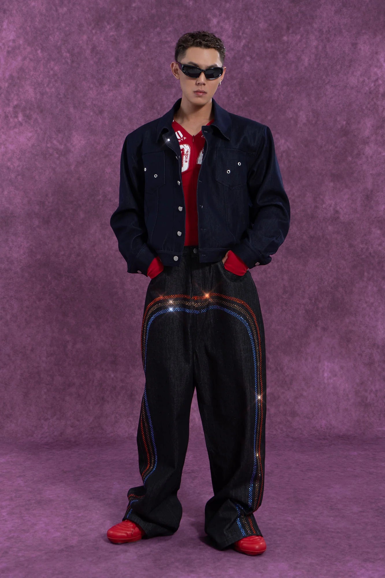 CLP Cropped Shoulder Padding Denim Jacket