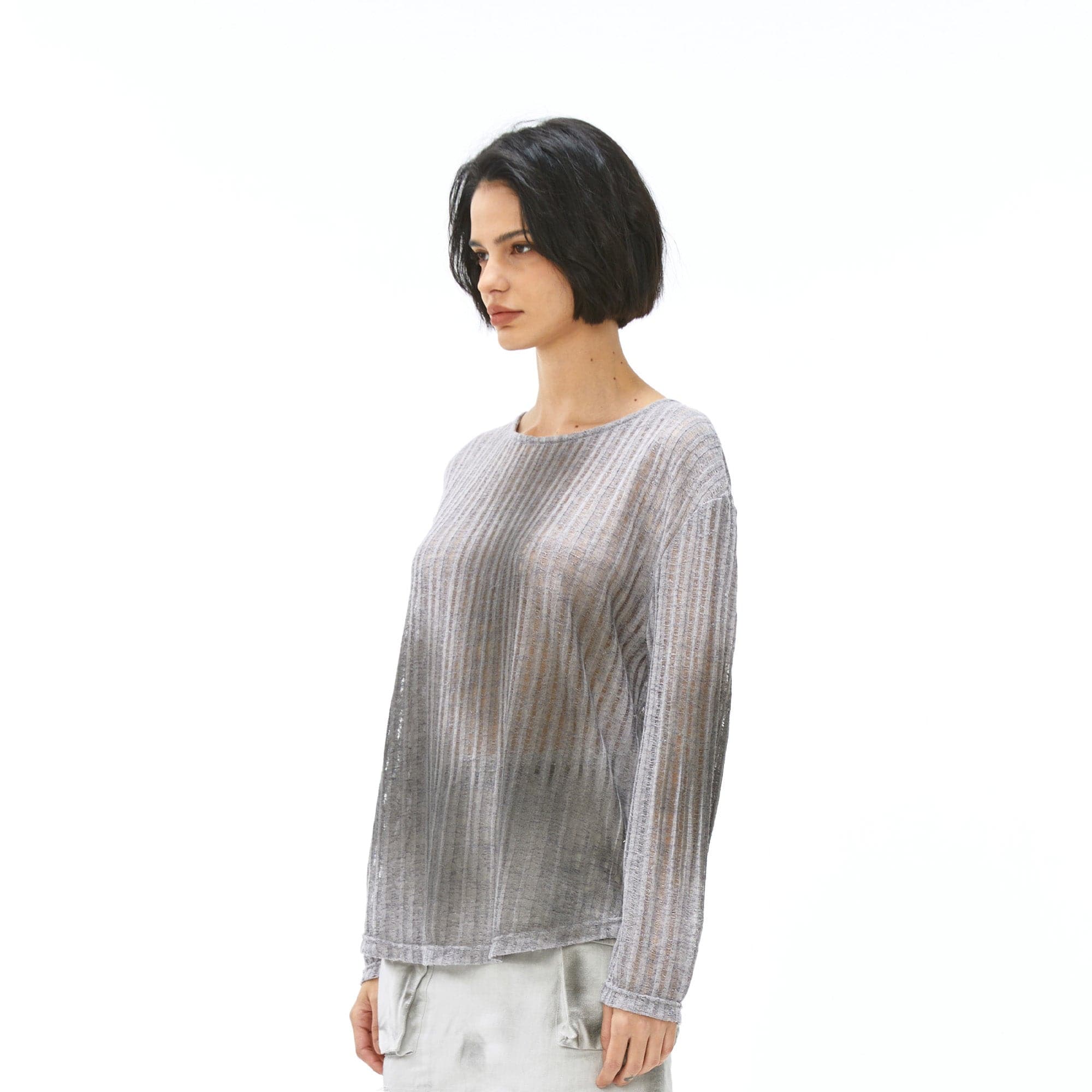 VANN VALRENCE Essential Gradient Sheer Long-Sleeve Tee