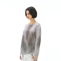 VANN VALRENCE Essential Gradient Sheer Long-Sleeve Tee