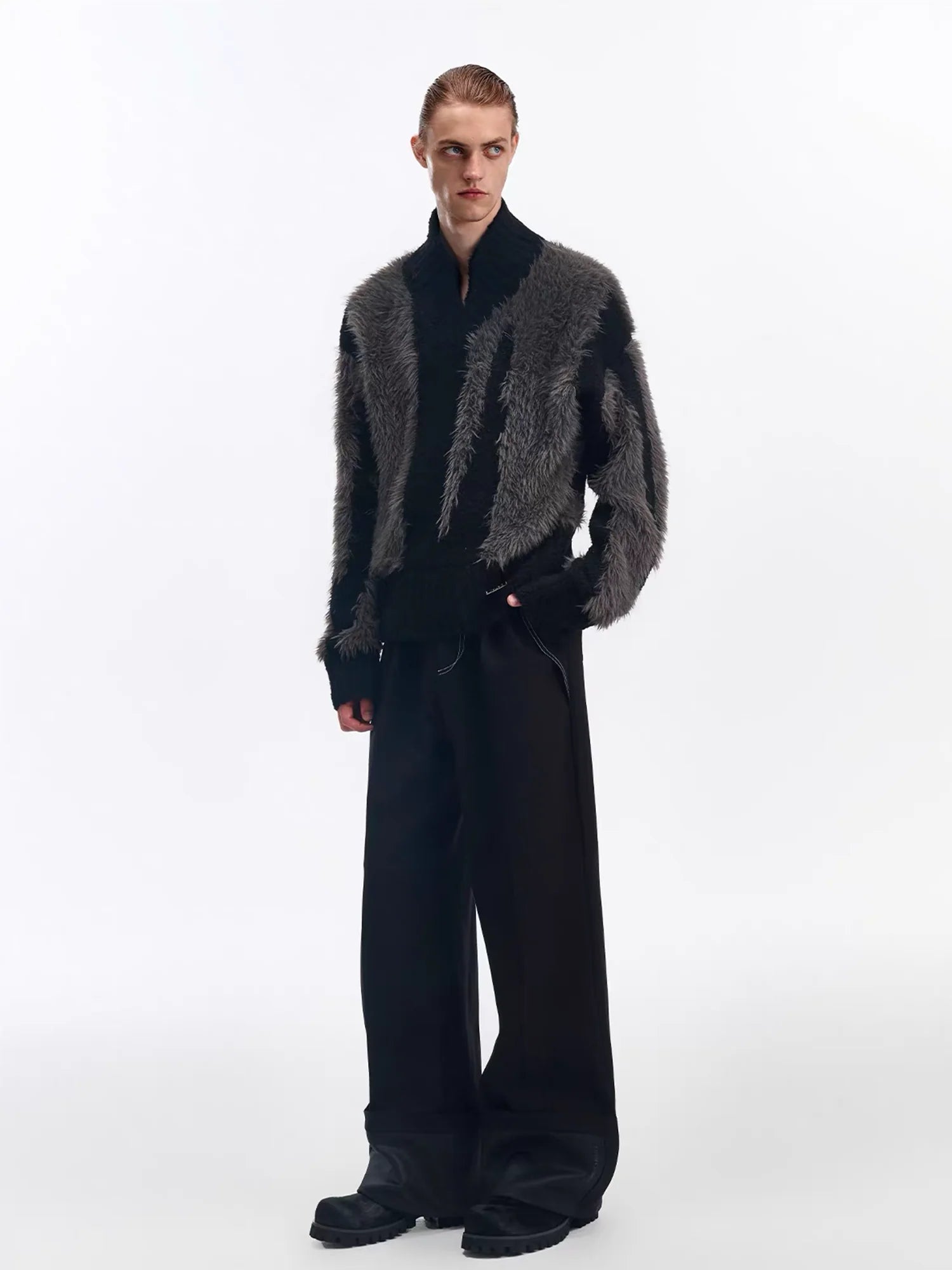 TIWILLTANG Fuzzy Faux-Mink Contrast Sweater