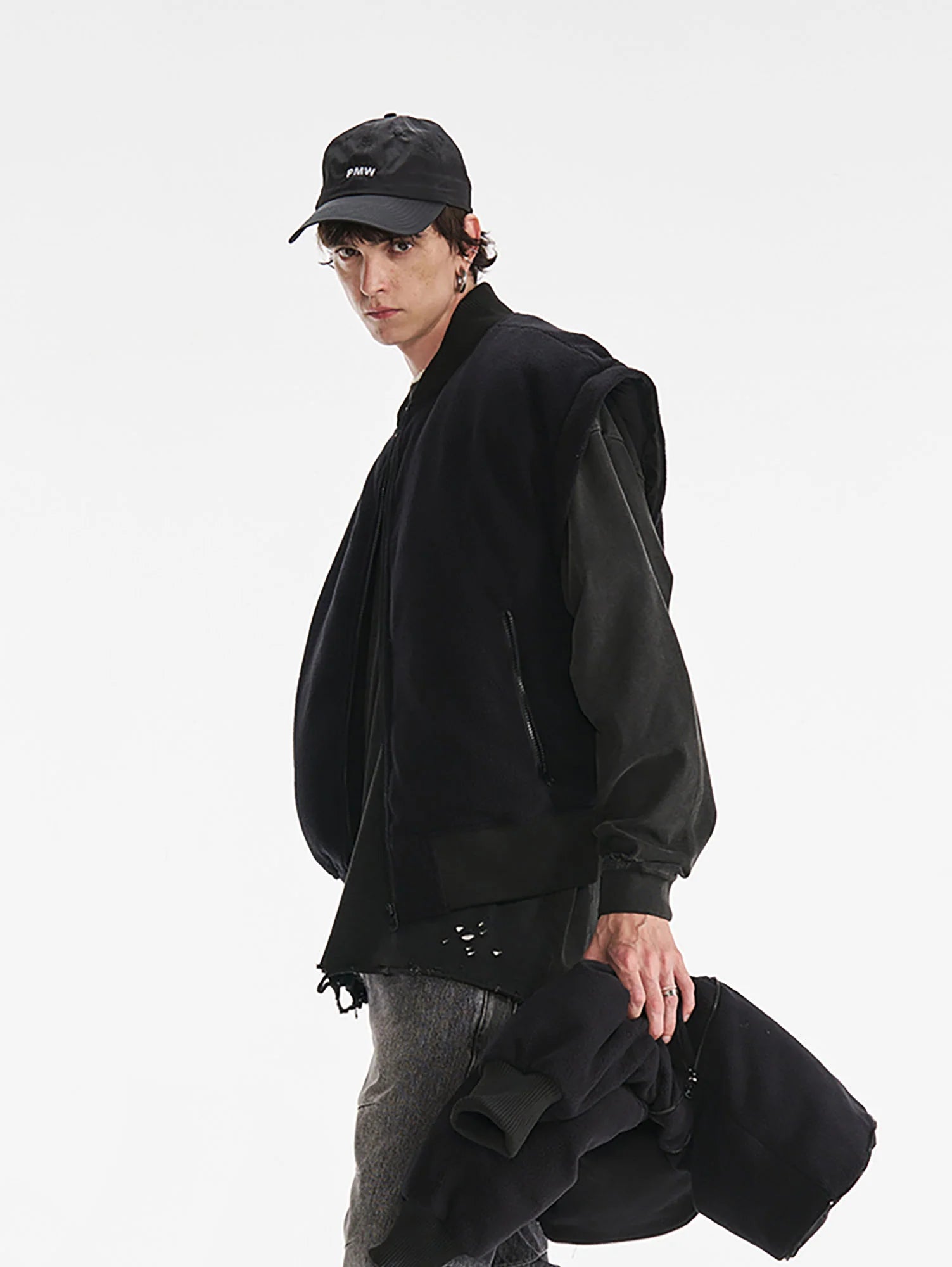 PMW Deconstructed Detachable Sleeve Bomber Jacket