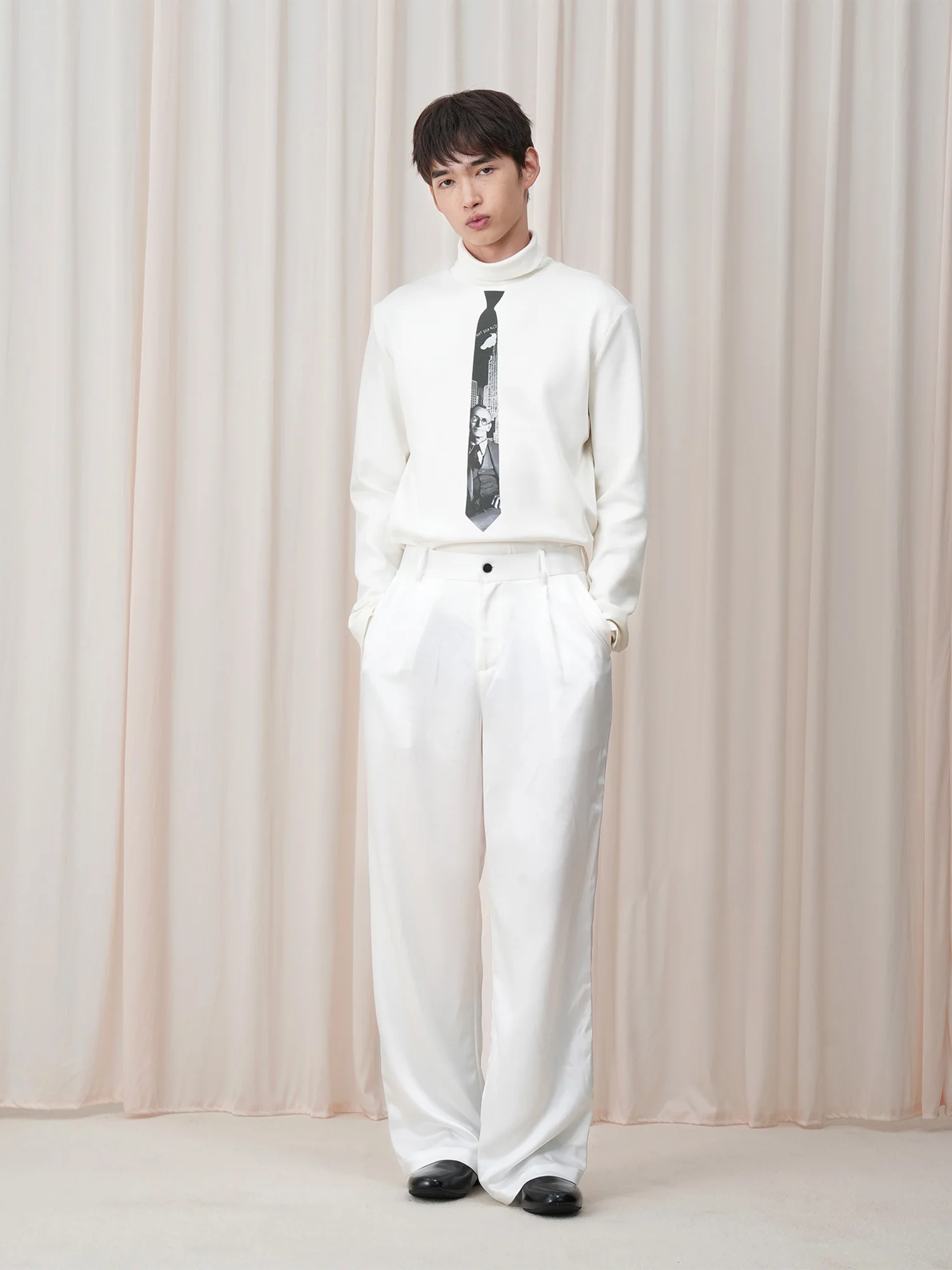 OUYANG WENJUN Minimal Satin Wide-Leg Pants