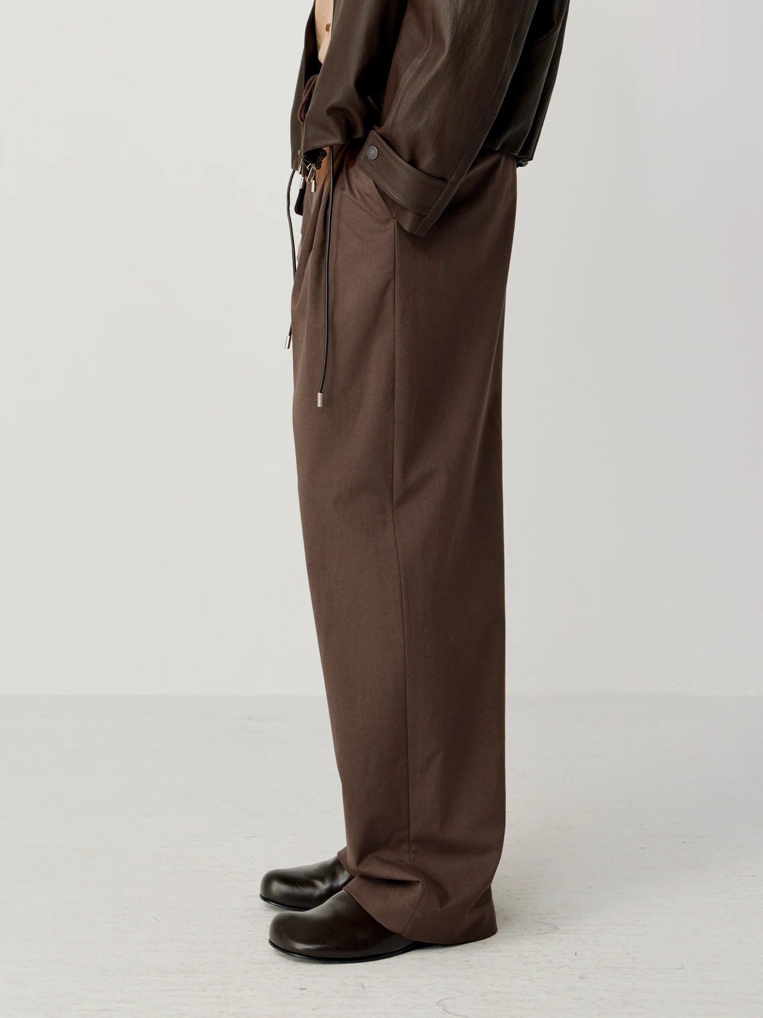 OPICLOTH Wool-Blend Pleated Drawstring Trousers