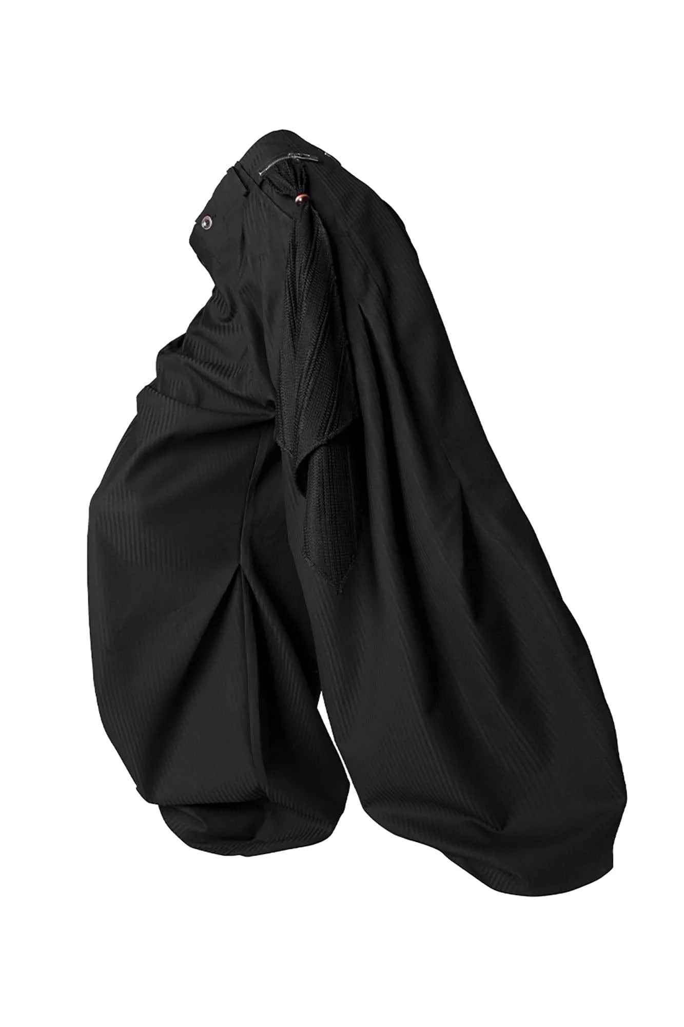 RELABEL Pinstriped Detachable-Scarf Oversized Pants Black