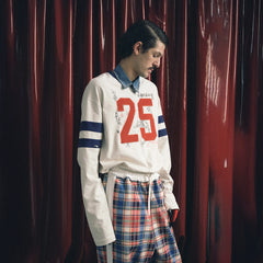TRECLUB Contrast Fleece-Patch Graffiti Long-Sleeve Tee