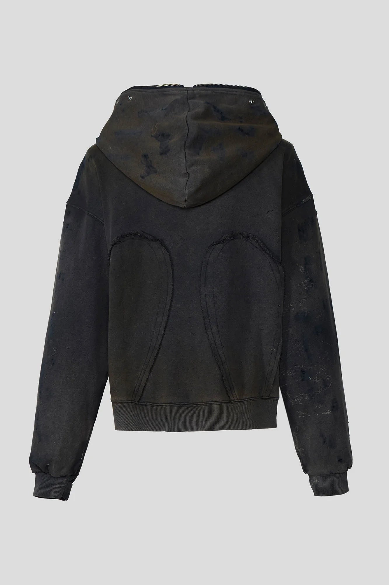 FLYERRER Distressed Patchwork Zip-up Hoodie