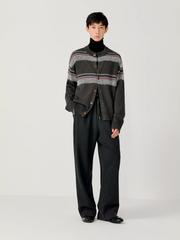 OPICLOTH Ribbed-Hem Drawstring Knit Trousers