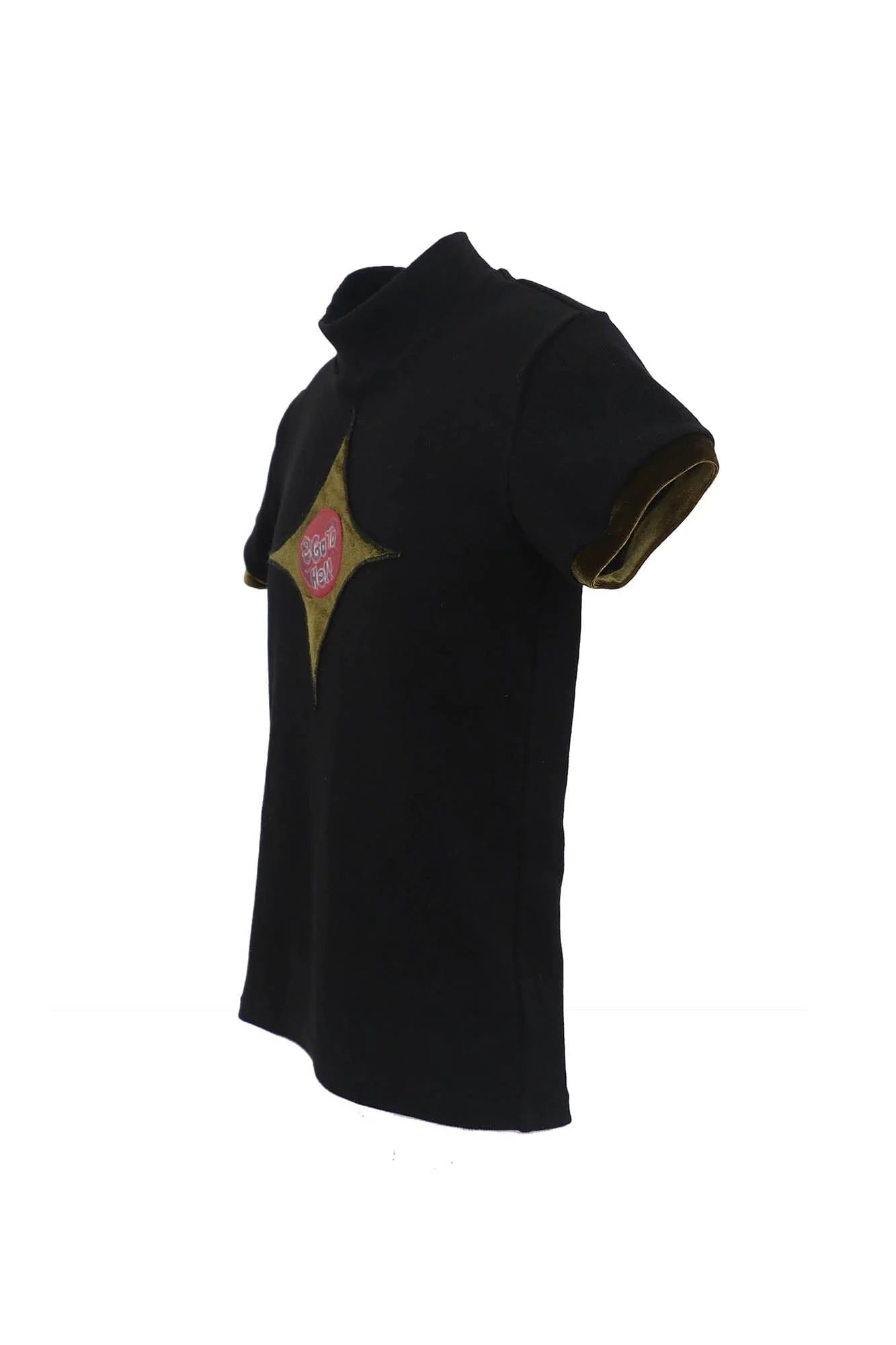 EMBRYO Four-Point Star Spliced Mock Neck T-Shirt