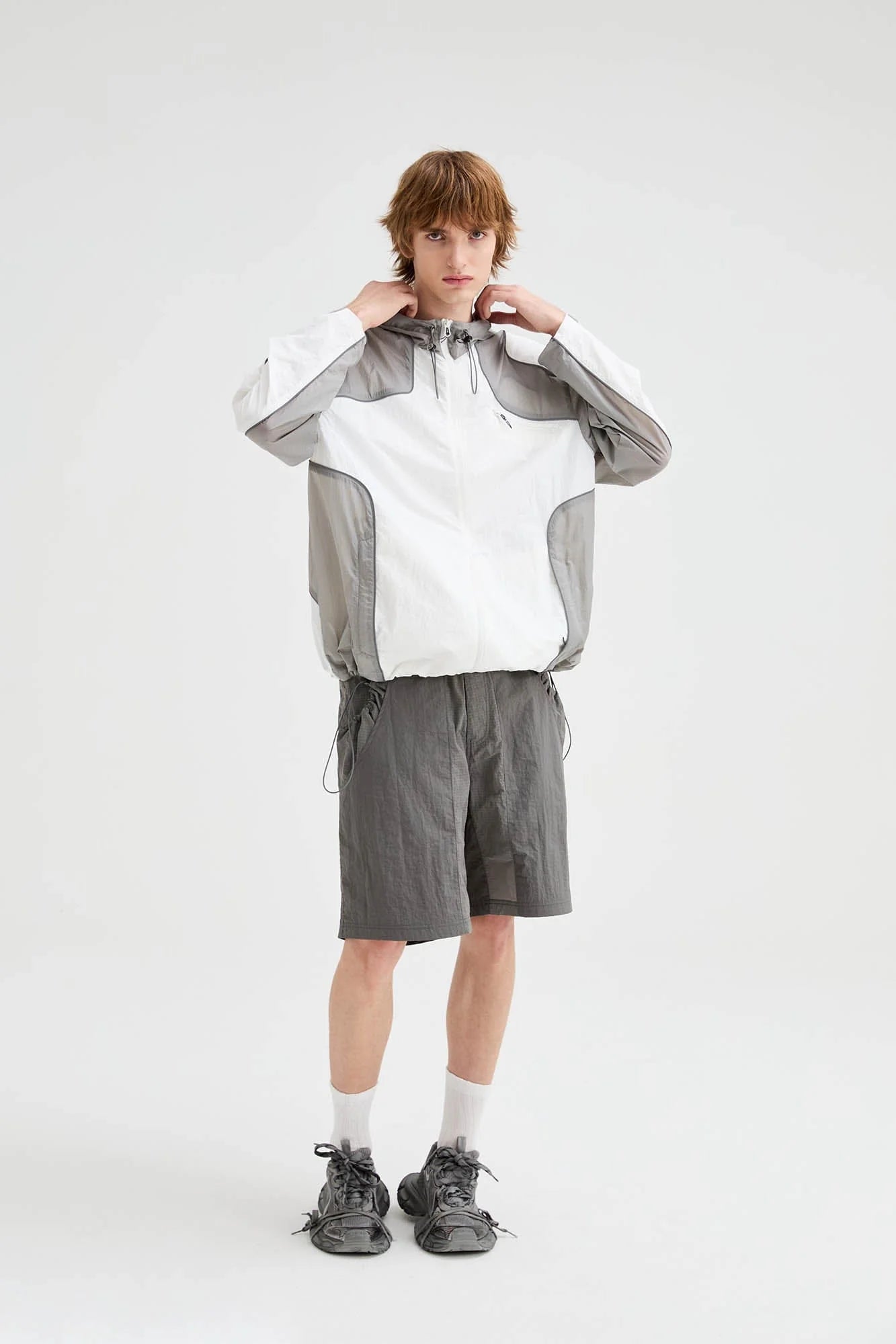 ORGANIC EMOTION Spliced Drawstring UV Protection Light Jacket