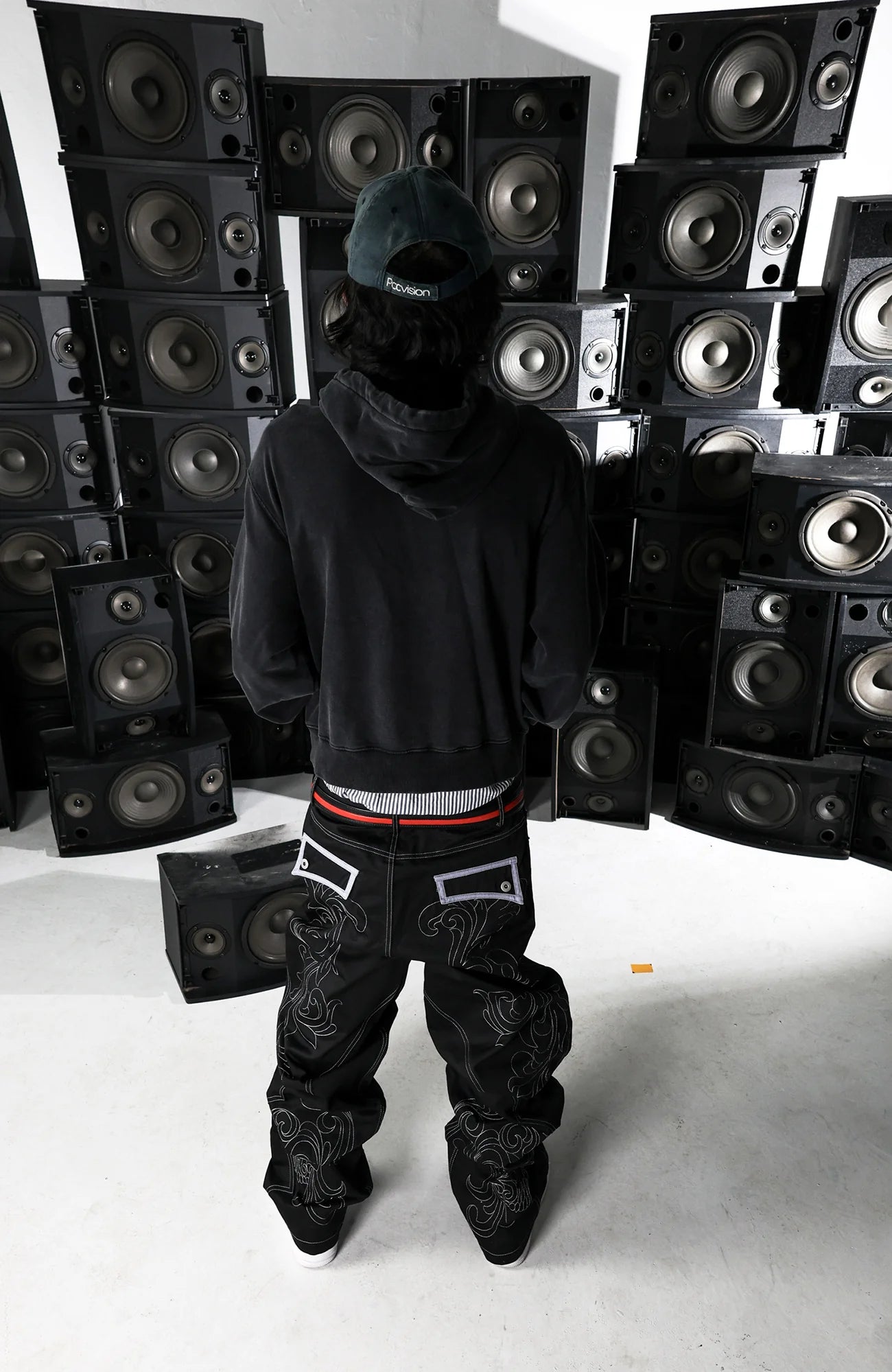 PCCVISION Skull Contrast-Stitch Embroidered Pants