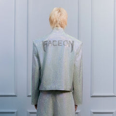 FACEONLAB Iridescent Diamond Mandarin Collar Jacket