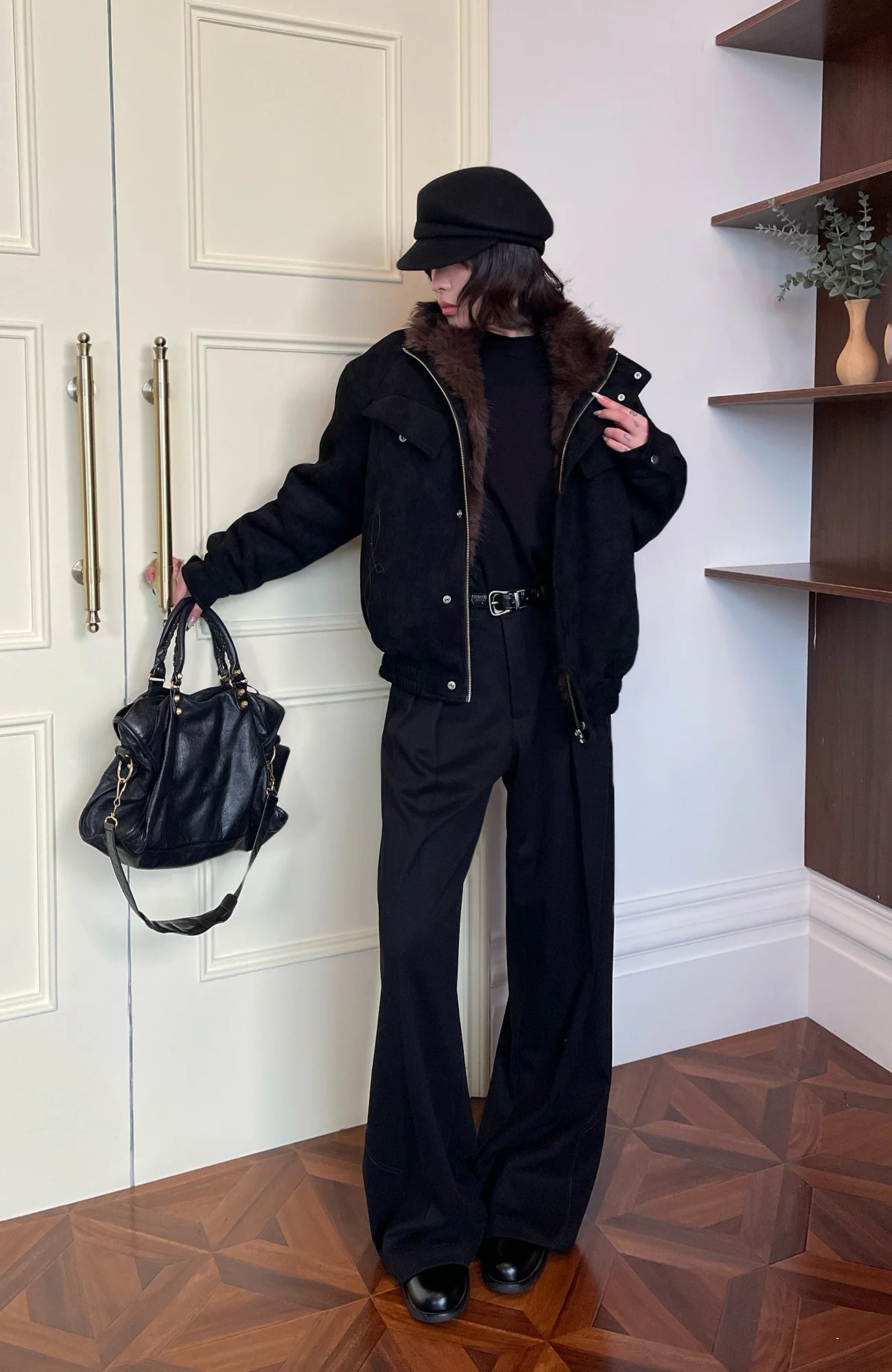 OKAYTHXBYE Faux Fur-Lined Utility Bomber
