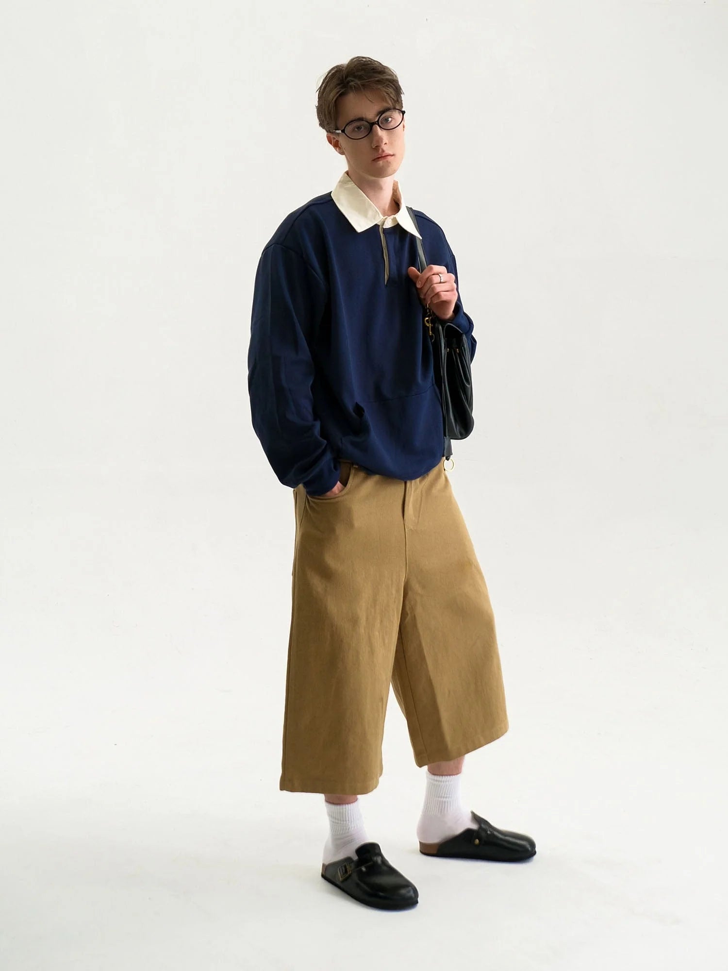 WIID Preppy Contrast-Collar Polo Sweatshirt