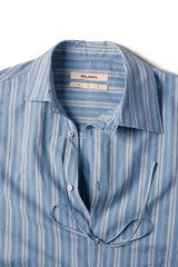 RELABEL Stripe Button-Up Oversized Shirt Blue