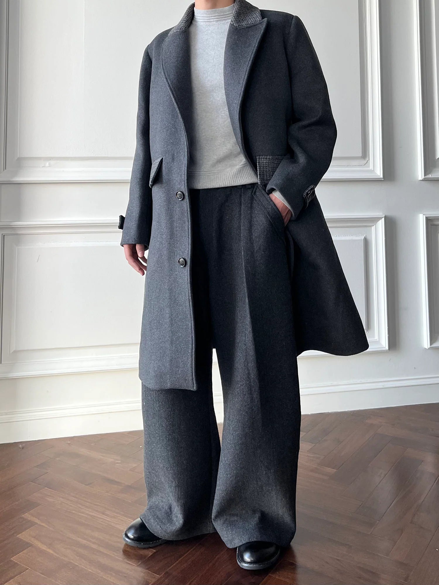 CATSSTAC Detachable Down Liner Wool-Blend Overcoat