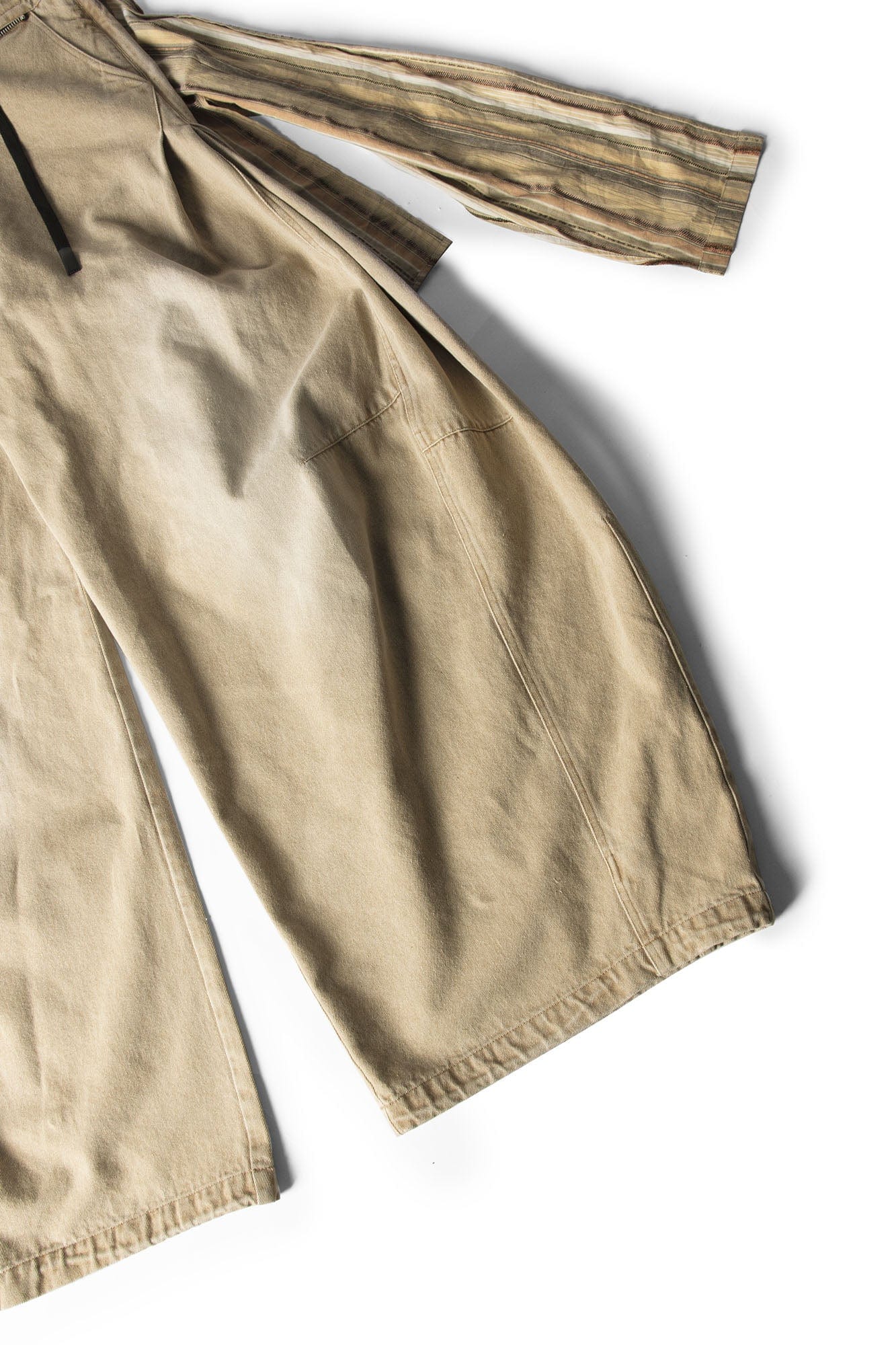 RELABEL Detachable Drape Drawstring Baggy Jeans Brown