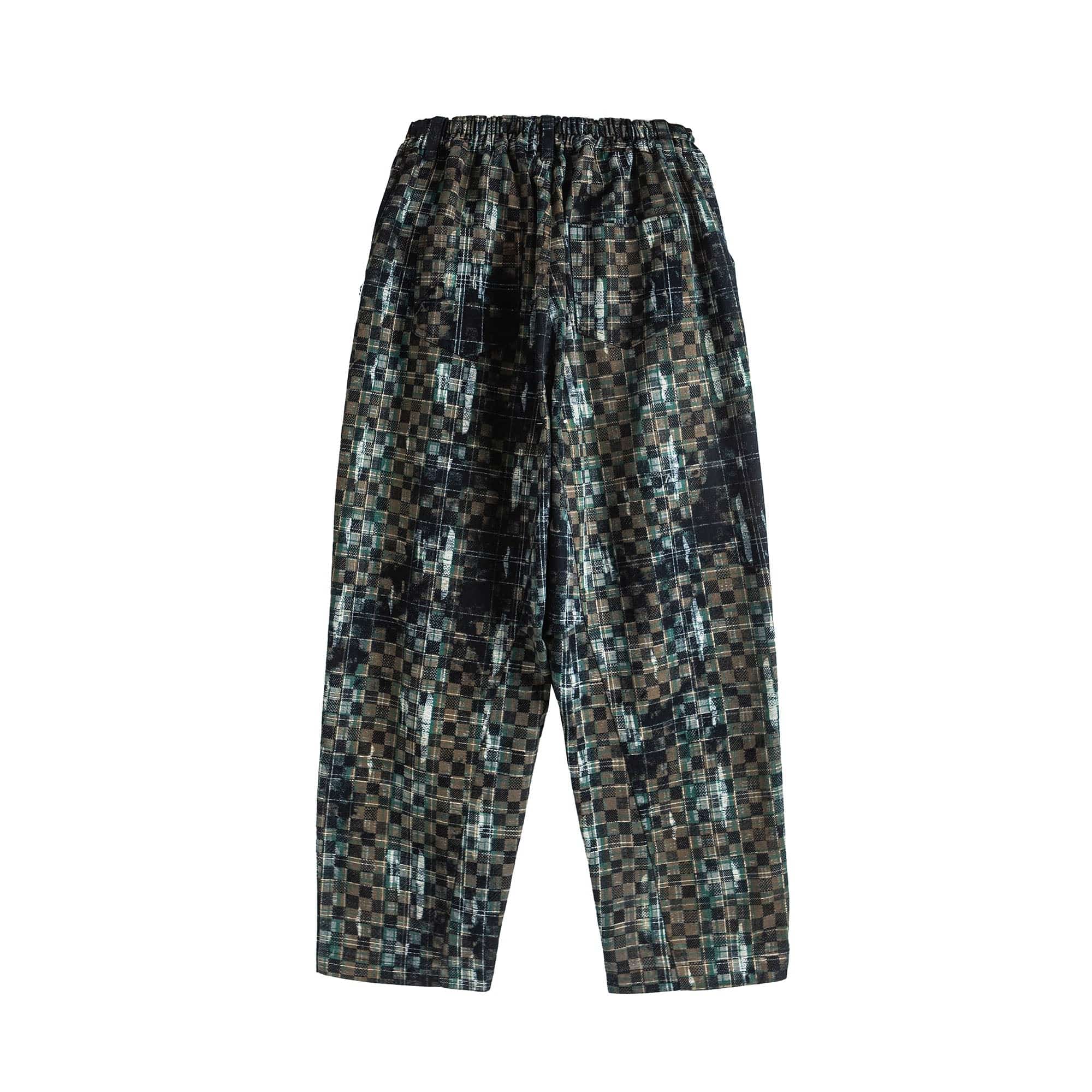 ME DA IGUAL Tie-Dye Washed Camo Checks Elastic Pants