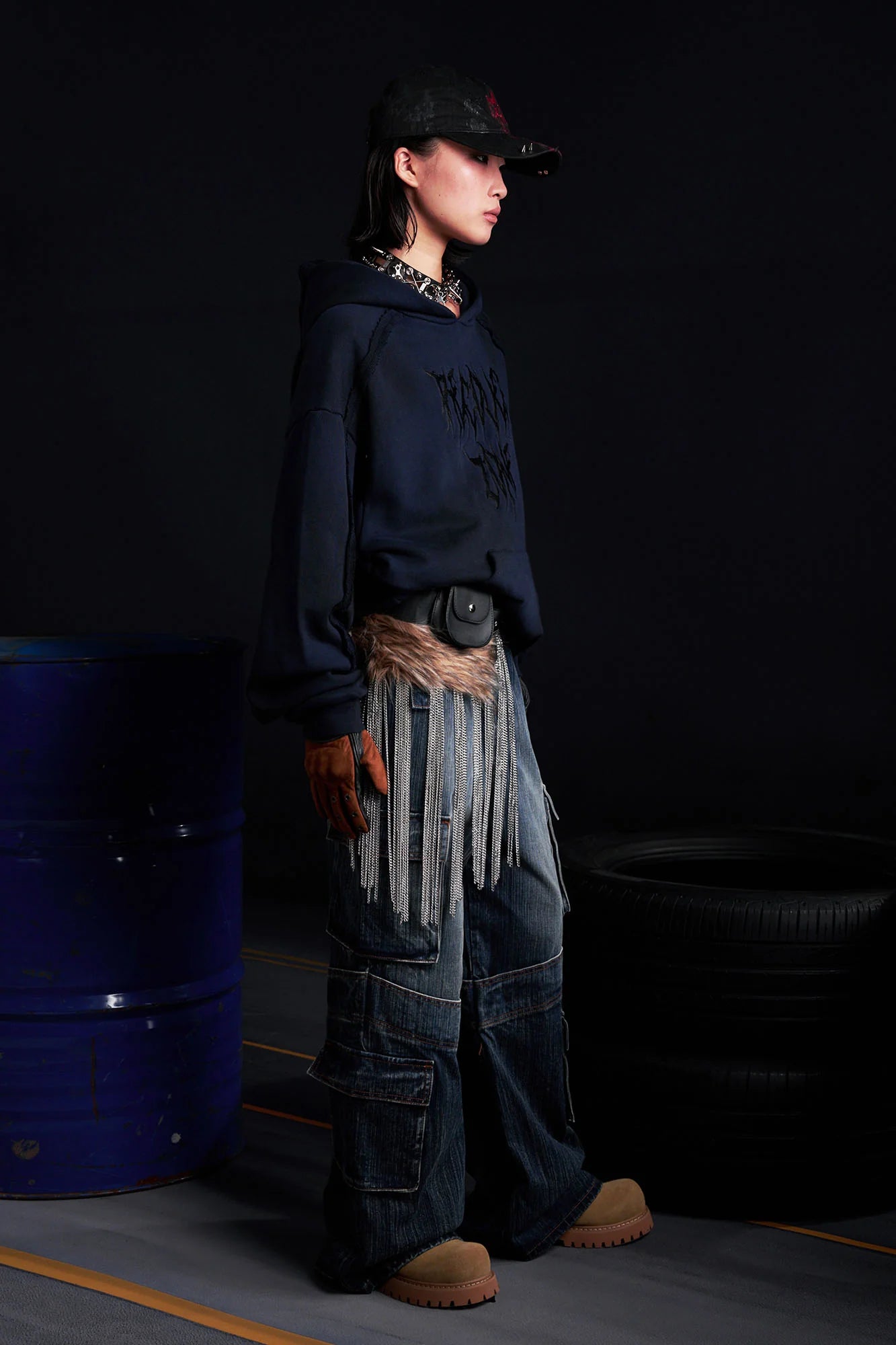 RECOVER ZONE LOGO Embroidered Dirty Wash Hoodie