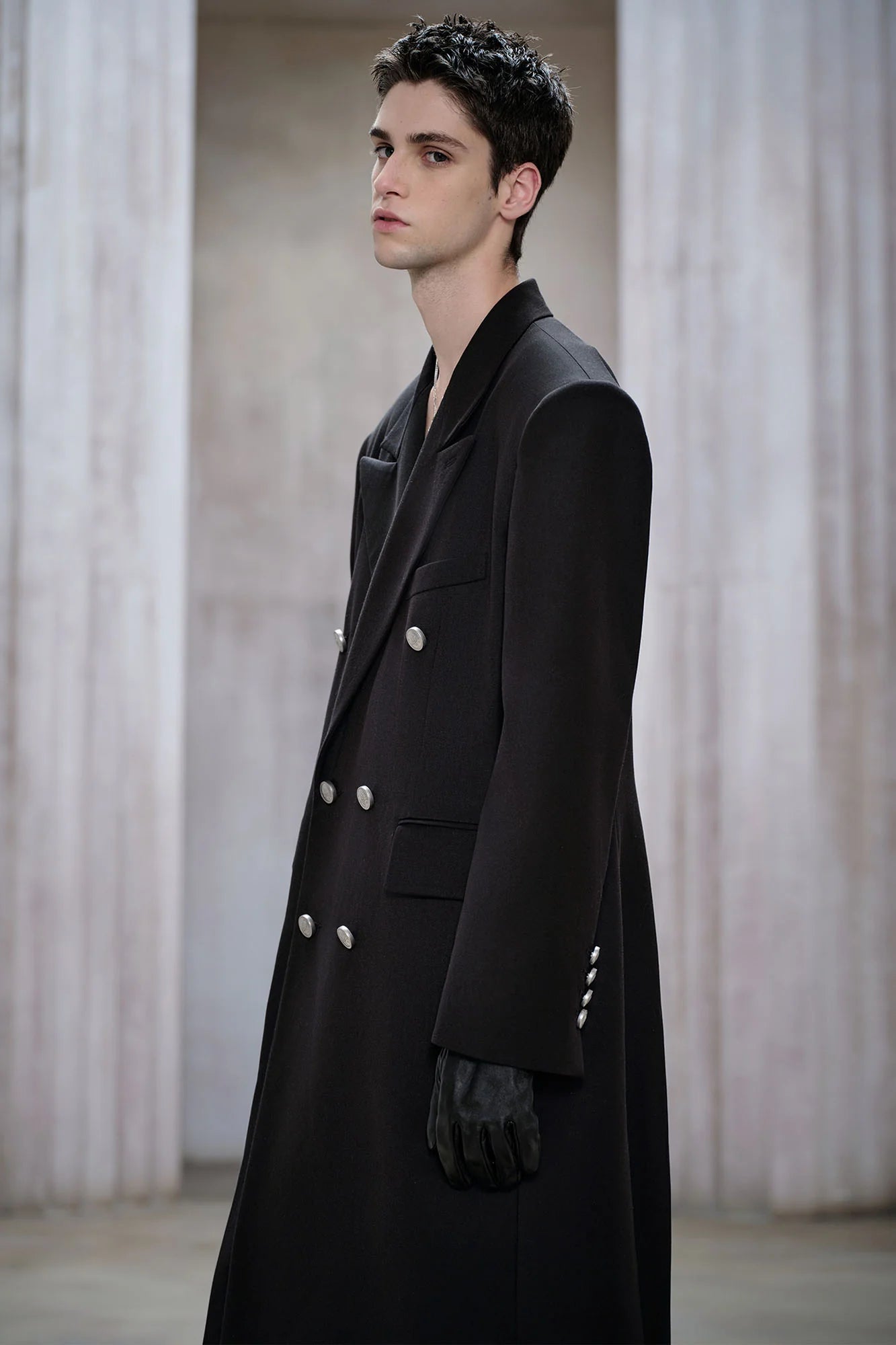 FACEONLAB Structured Double-Breasted Overcoat