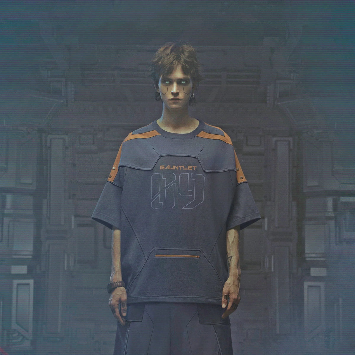 XIPHEVIL Modern Deconstructed Rivet Jersey Dark Orange