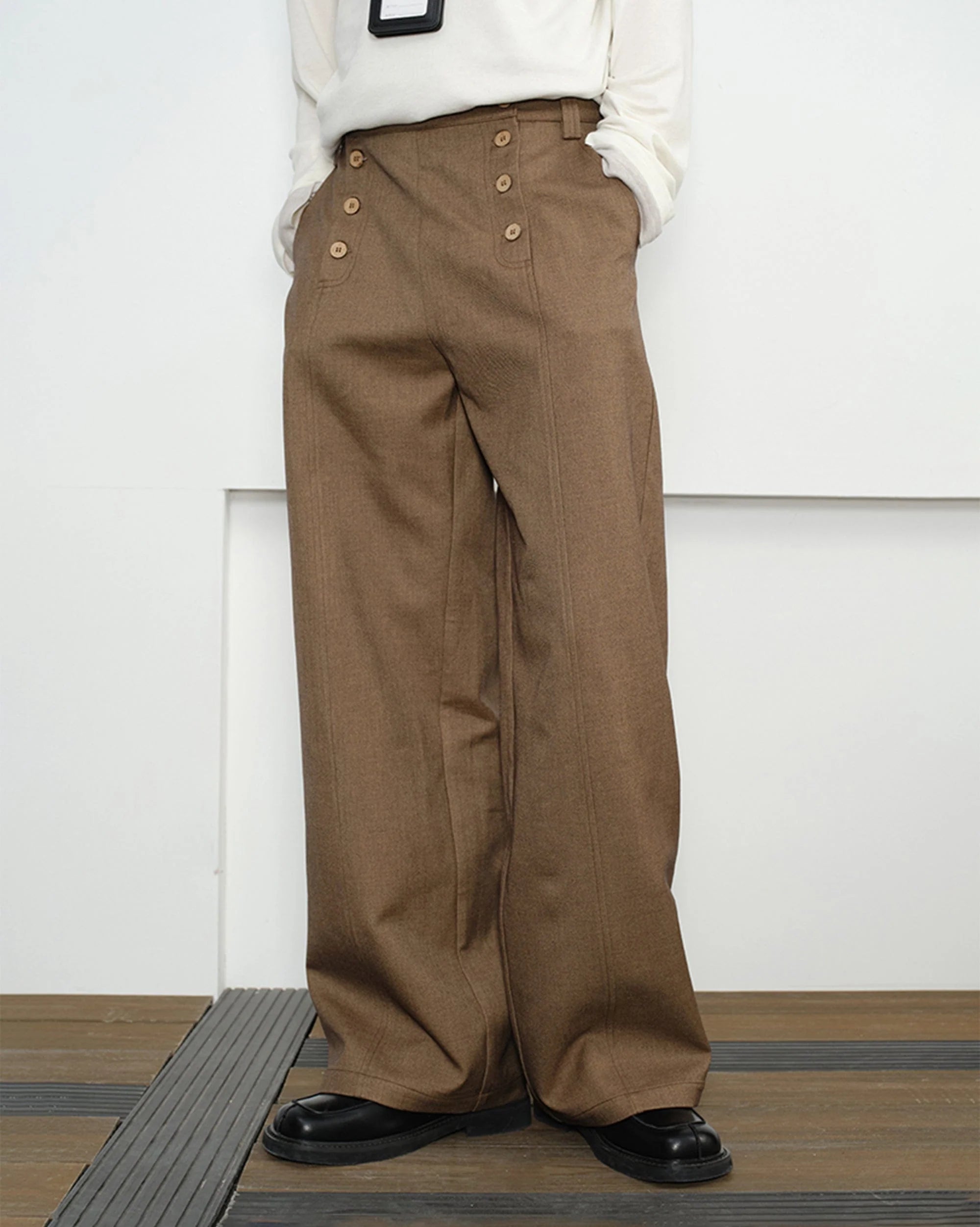 KREATE Double-Breasted Wide-Leg Trousers