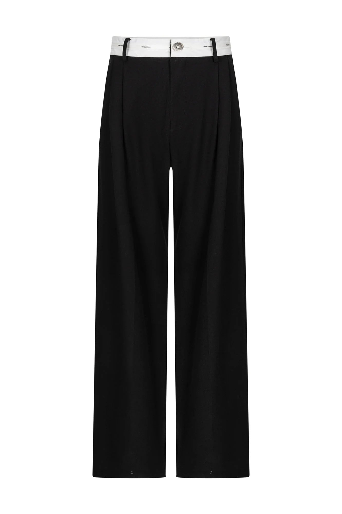 TIWILLTANG Contrast Panel Pleated Straight-Leg Pants