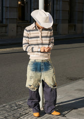 STEEPC Stripe Faux-Layered Polo Sweater