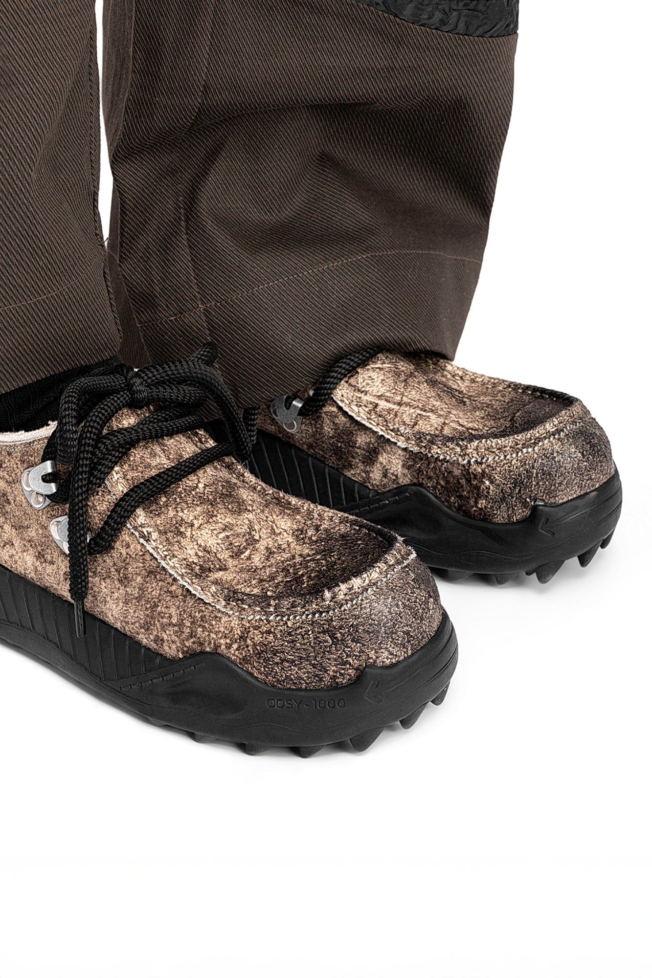 REWRITE Distressed Cowhide Trail Sneakers