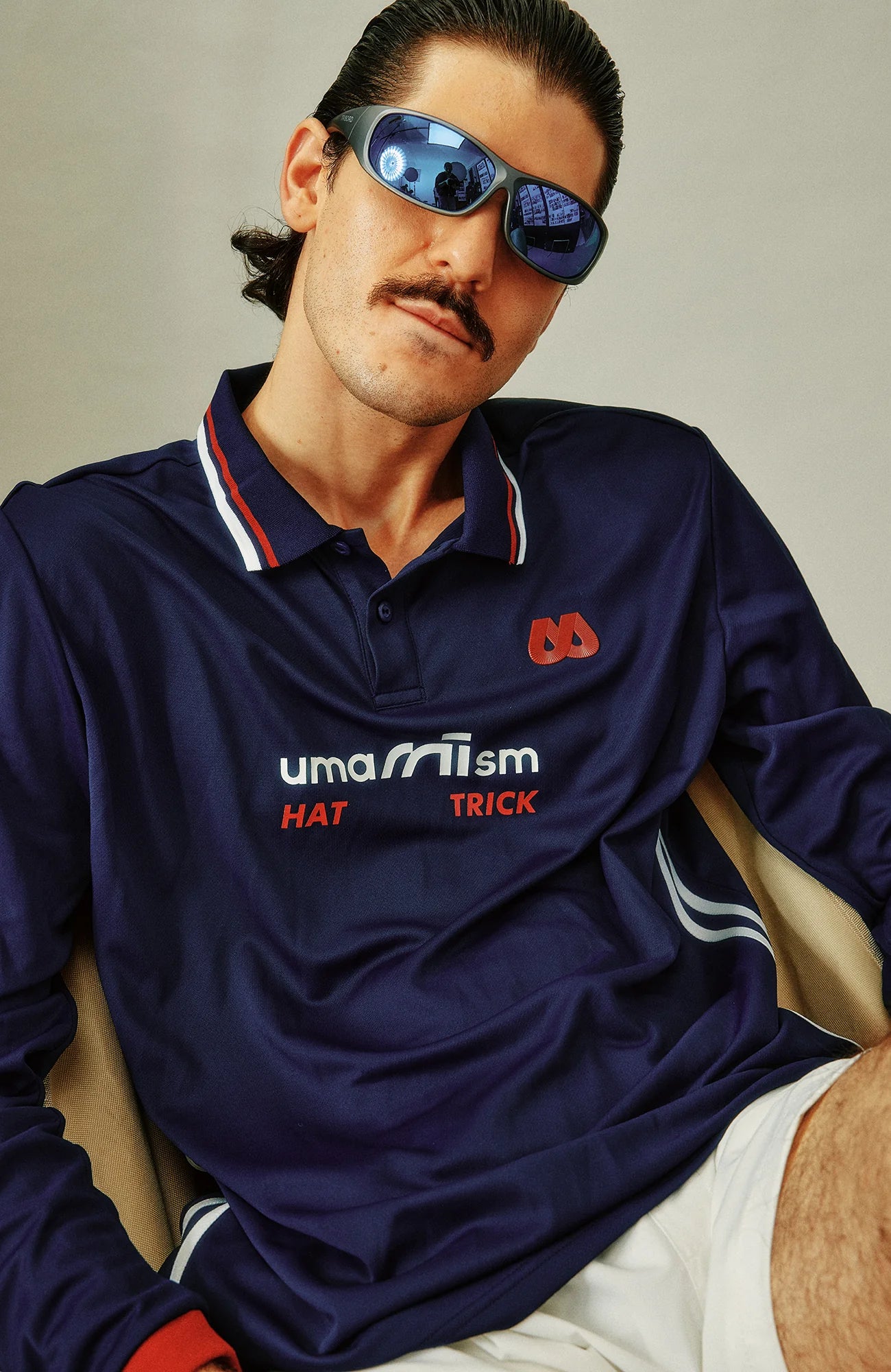 UMAMIISM Quick-Dry Striped Polo Long Sleeve Tee
