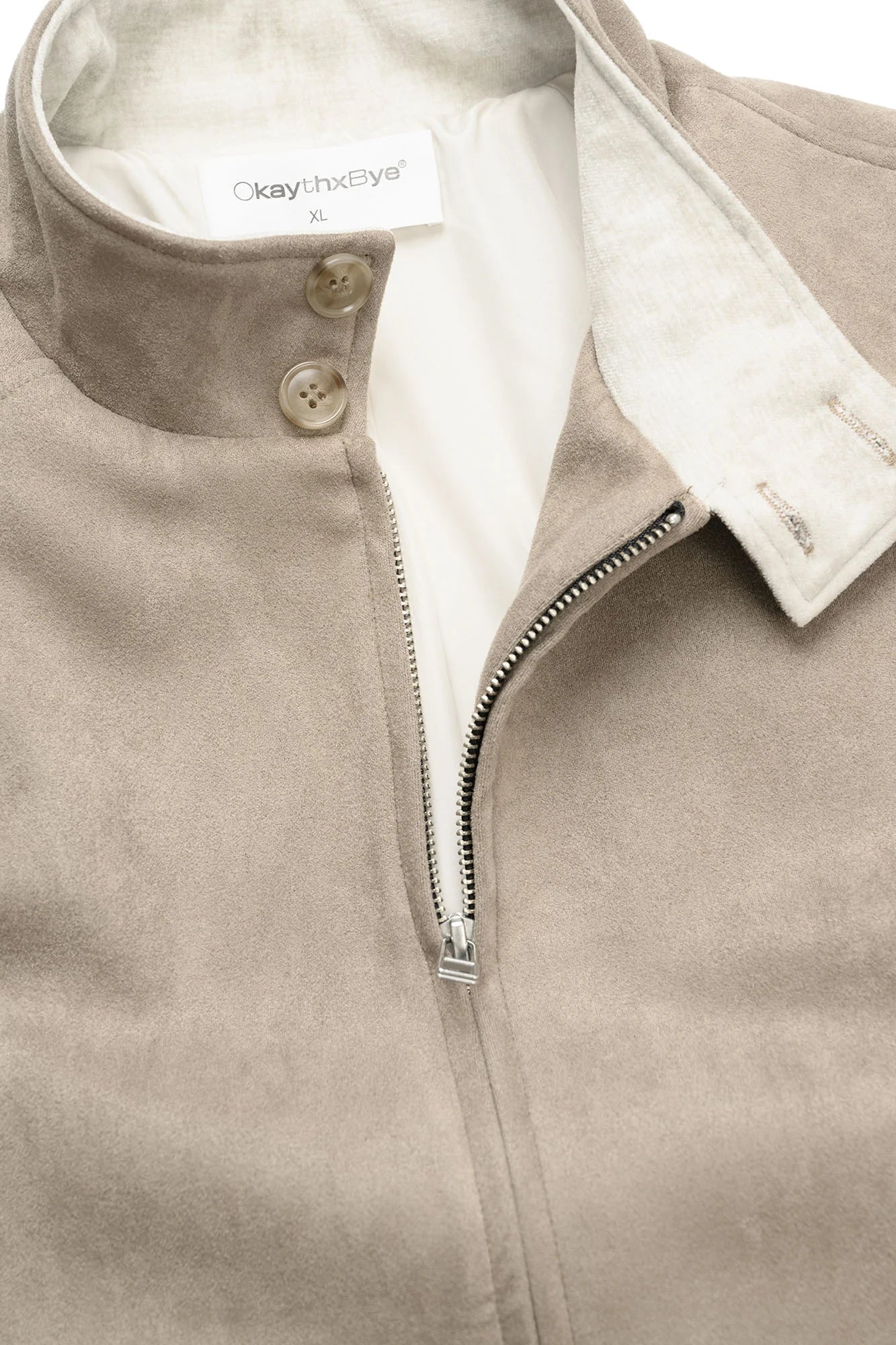 OKAYTHXBYE Contrast Collar Suede Jacket