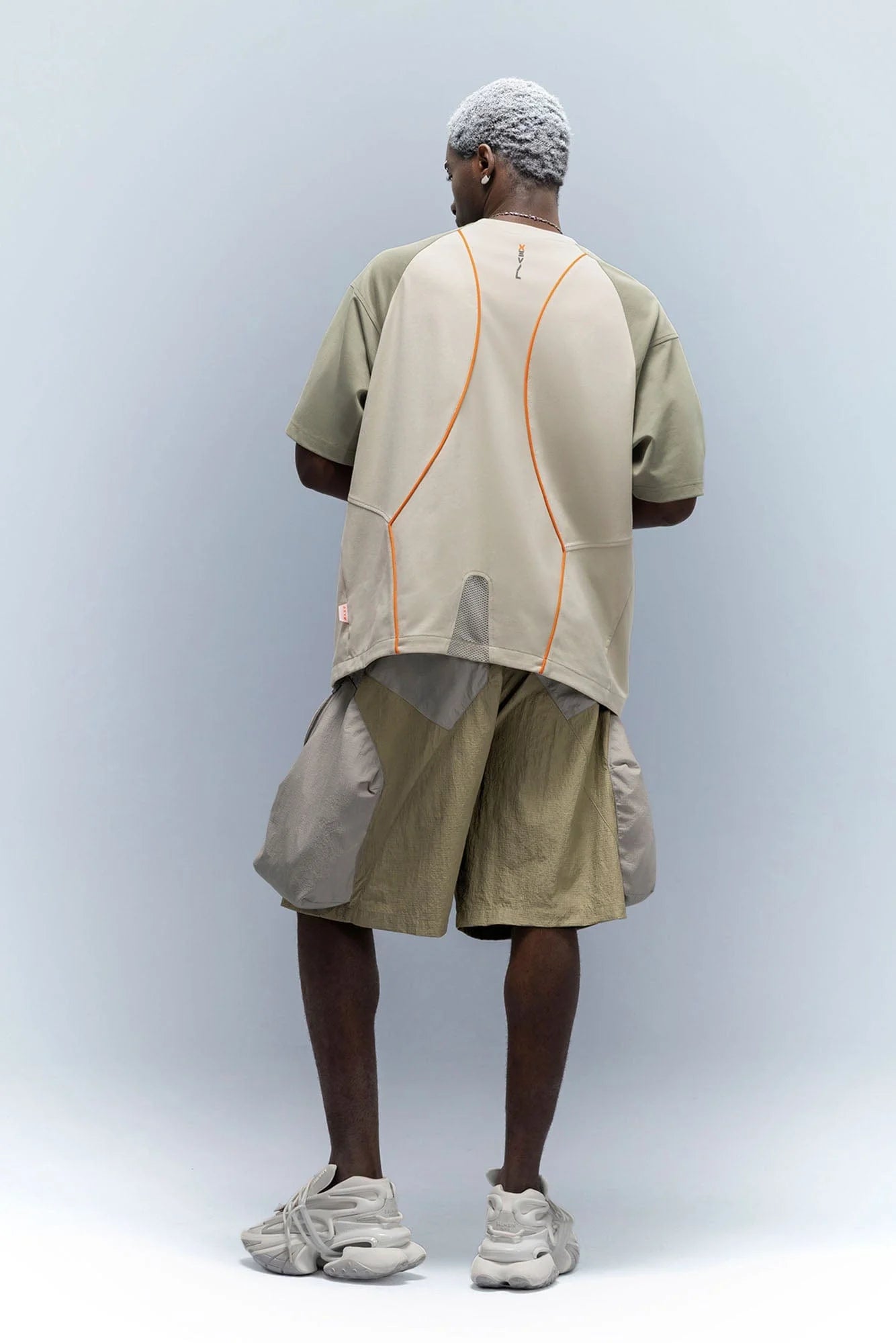 XIPHEVIL Snake Skin Contrast Panel Multi-Pocket Shorts