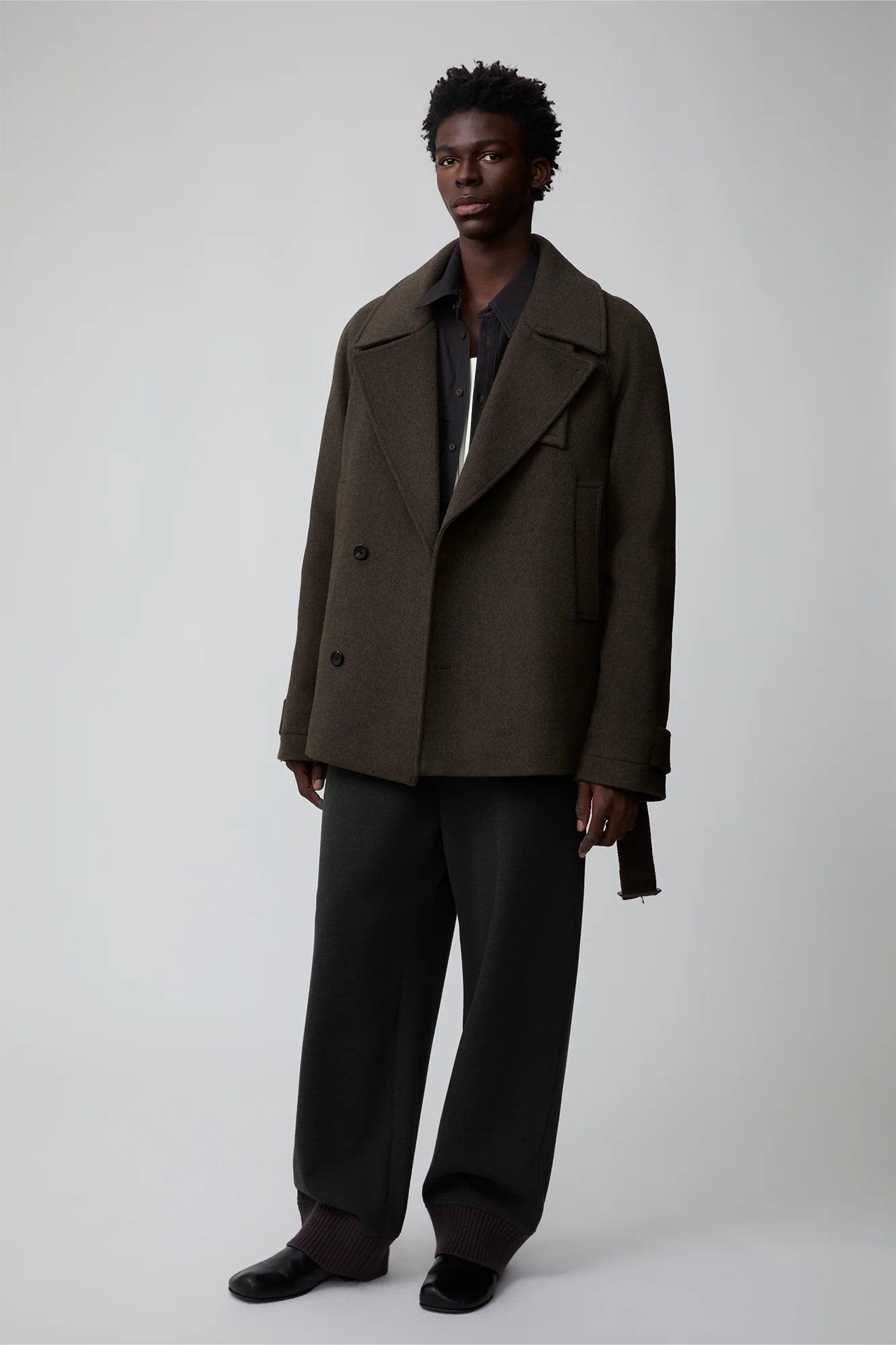 OPICLOTH Double-Breasted Belted Wool-Blend Coat